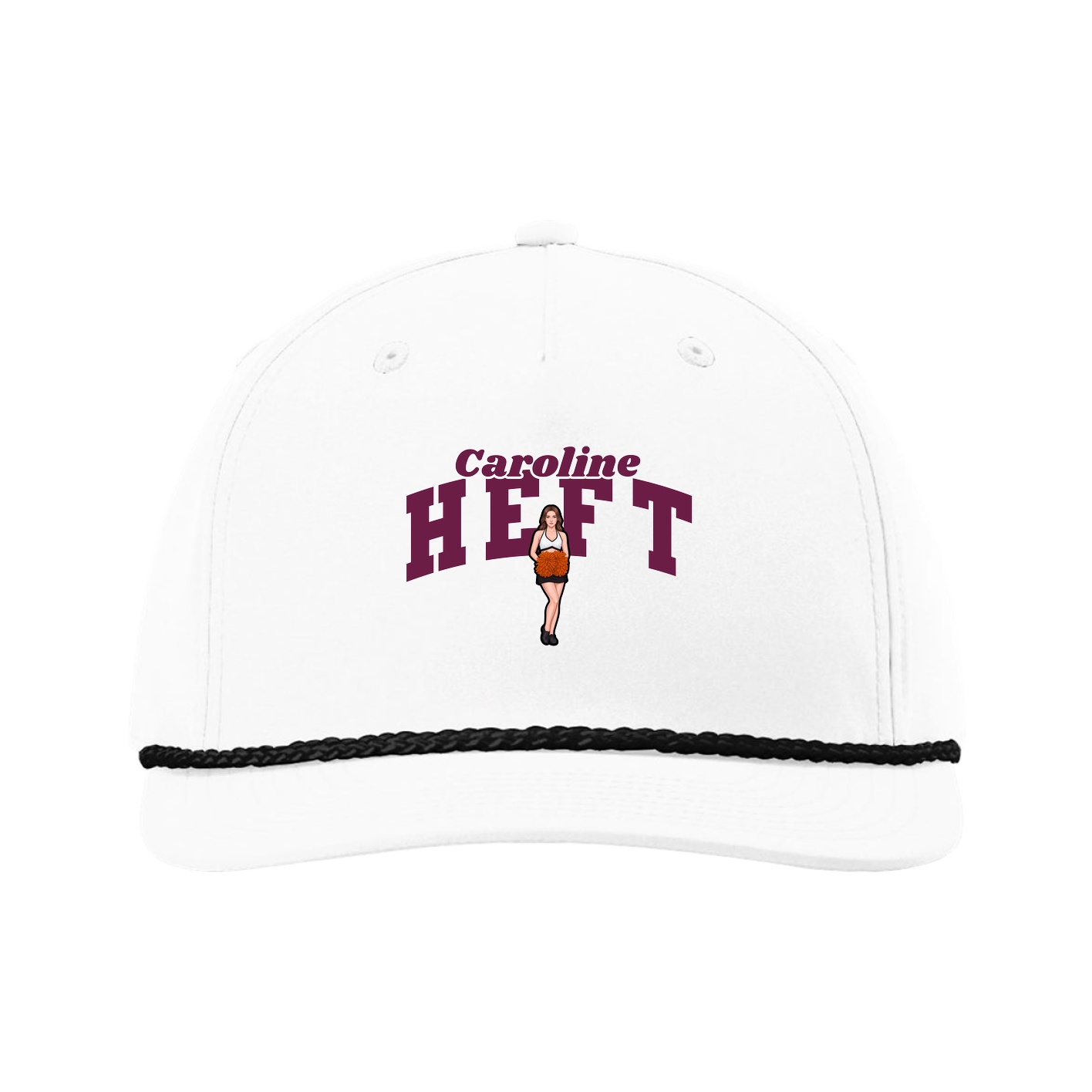 Five-Panel Classic Rope Cap — Signature Arch in White