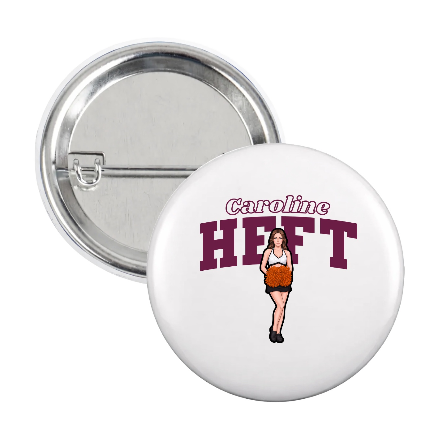 Game Day Button — Name Arch in White