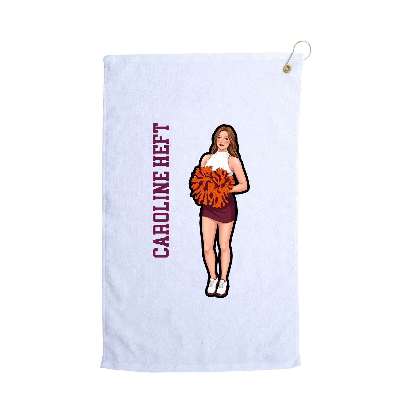 Golf Towel — Name Vertical in White