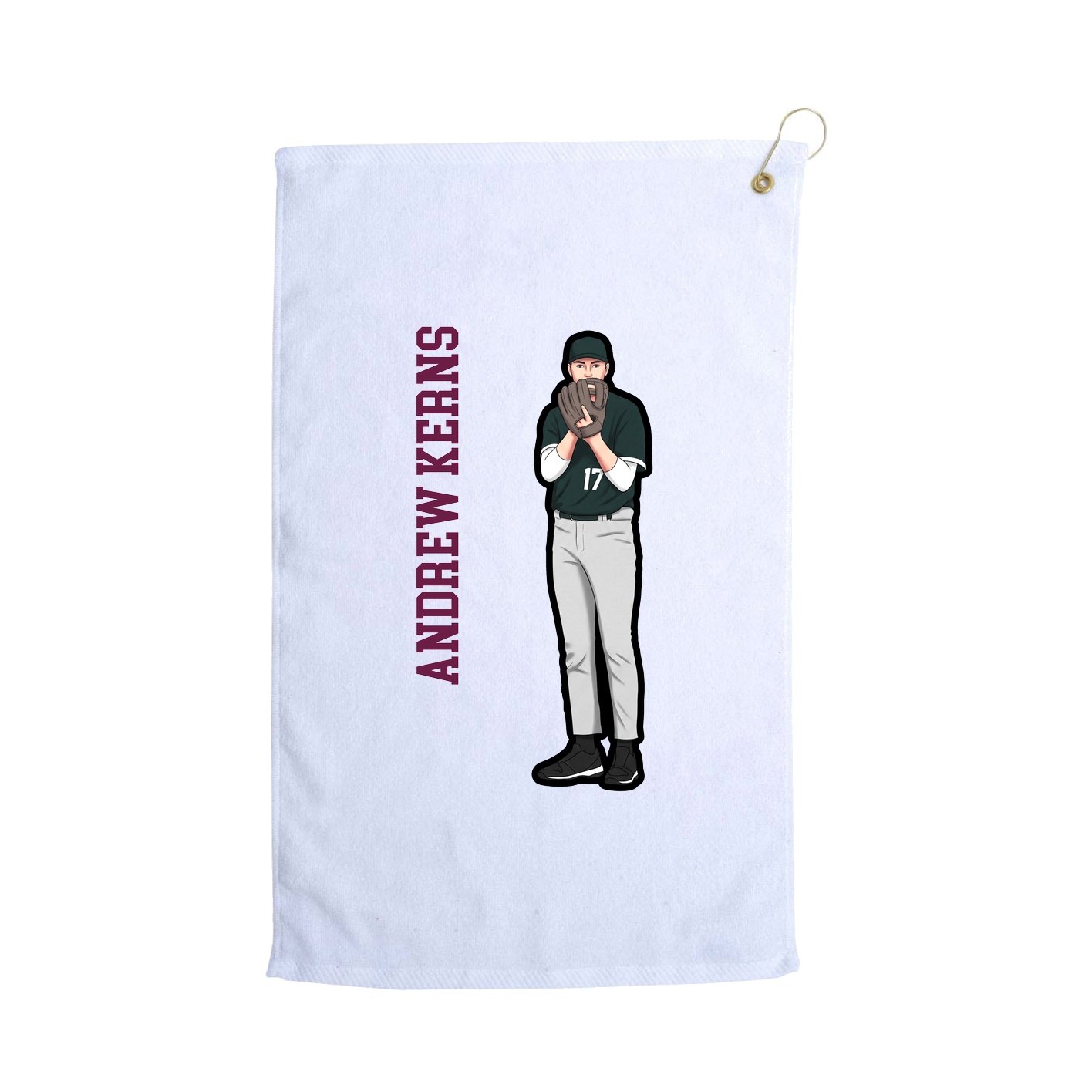 Golf Towel — Name Vertical in White