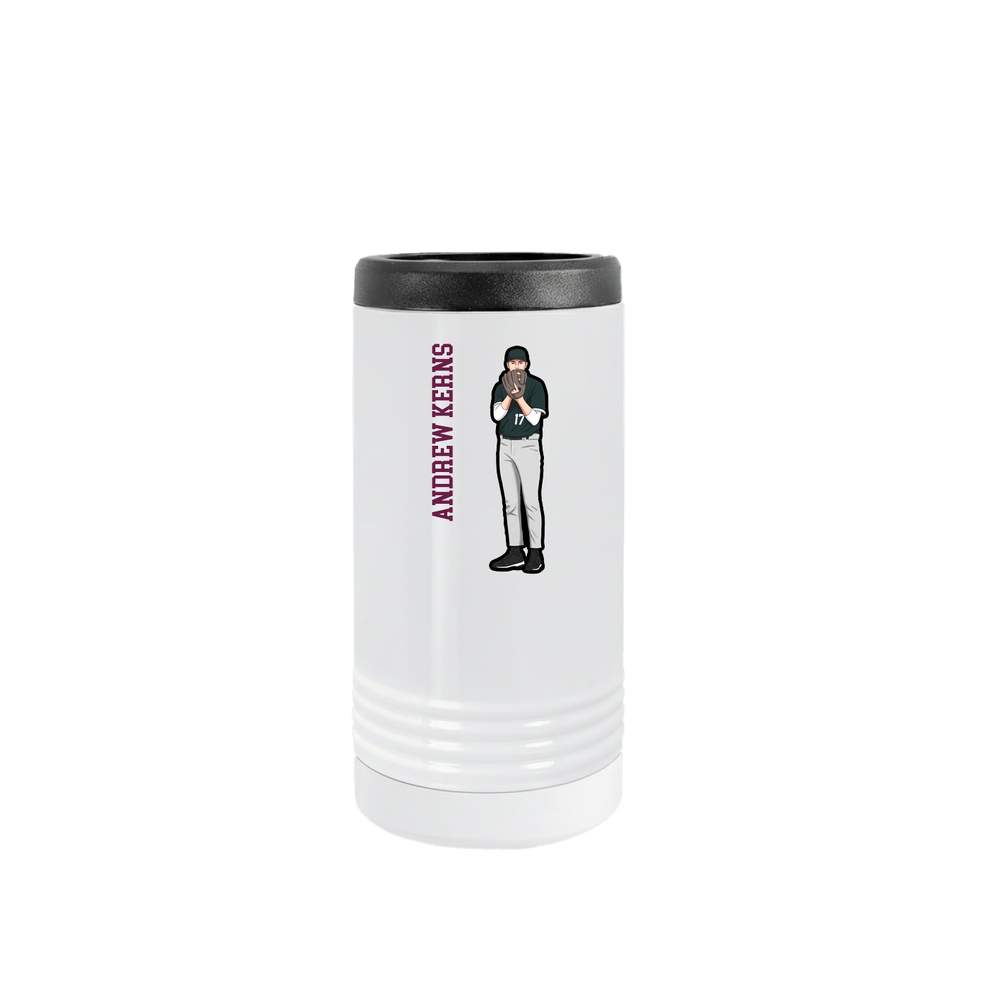 Slim Beverage Holder — Name Vertical in White