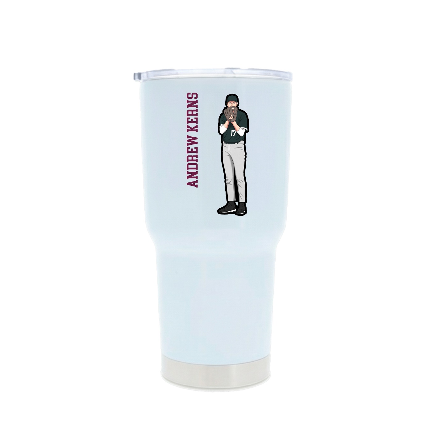 30oz Stainless Steel Tumbler — Name Vertical in White