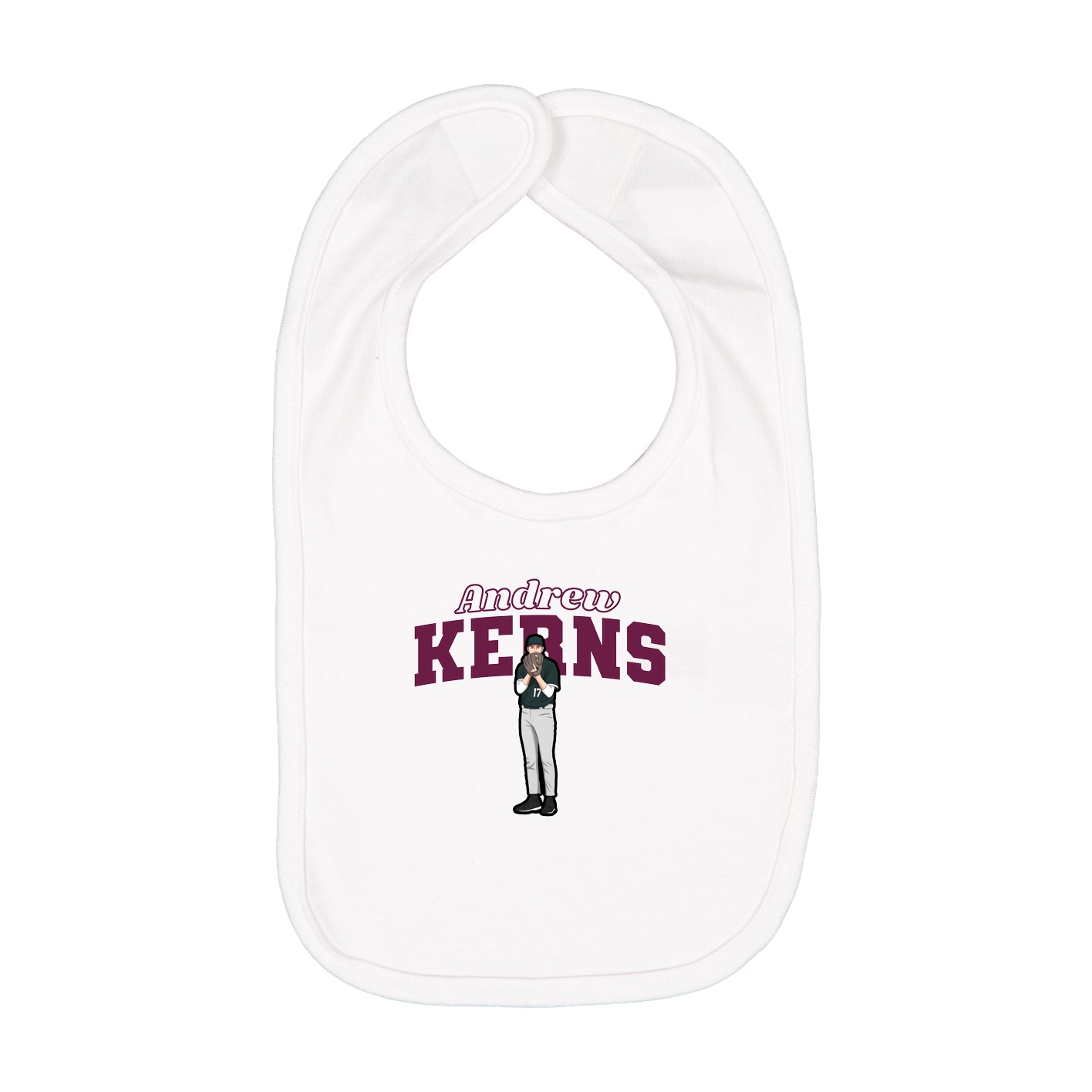Infant Bib — Name Arch in White