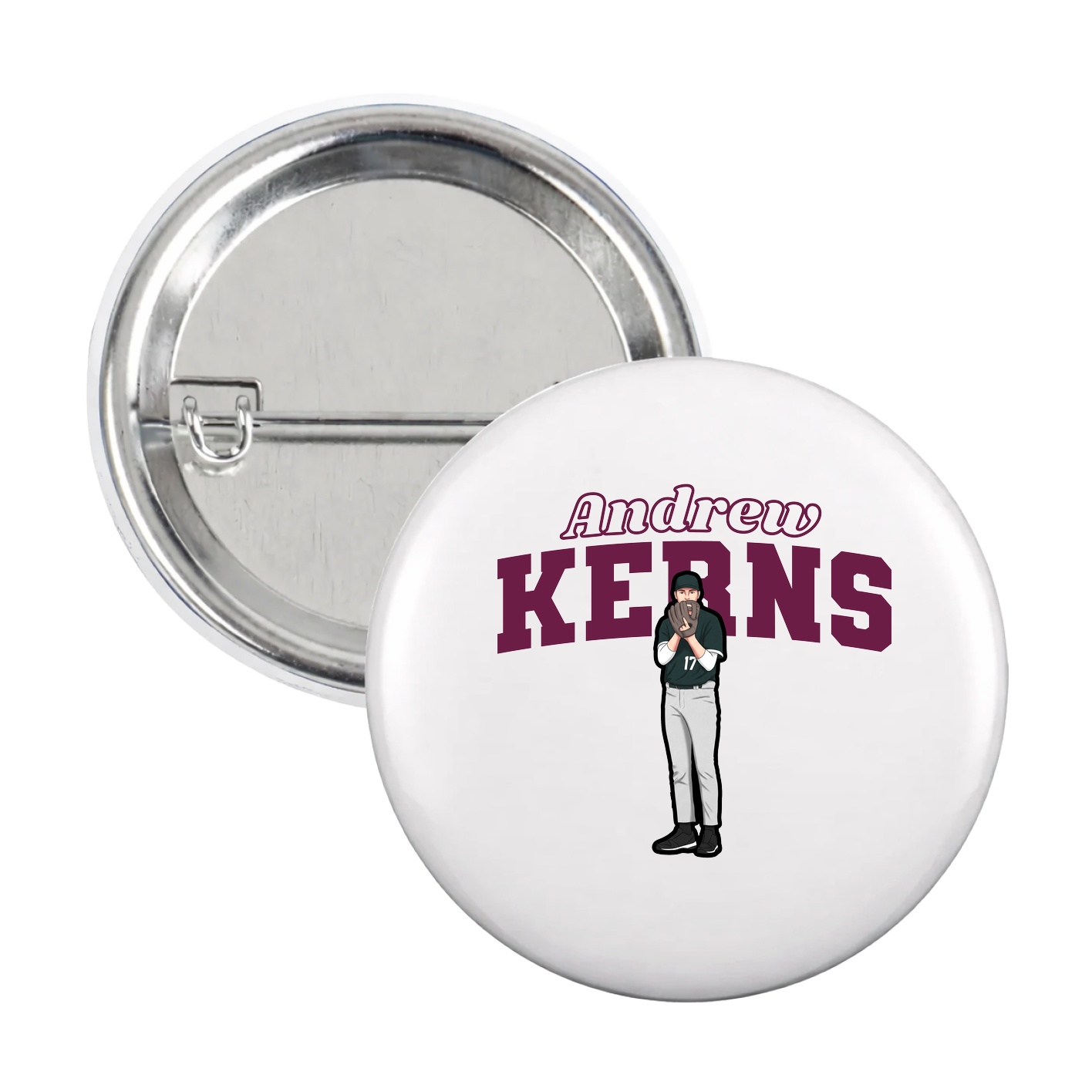 Game Day Button — Name Arch in White