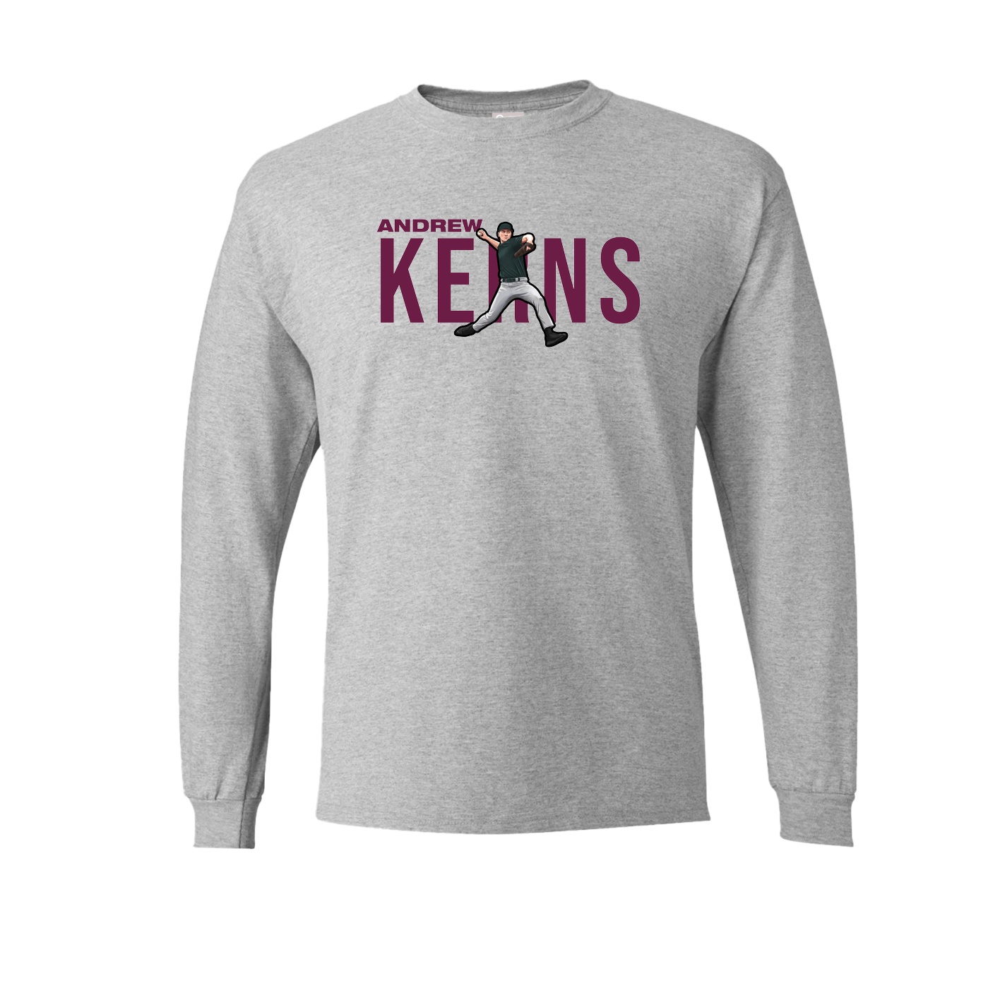 Long Sleeve Tee — Player Name in Grey