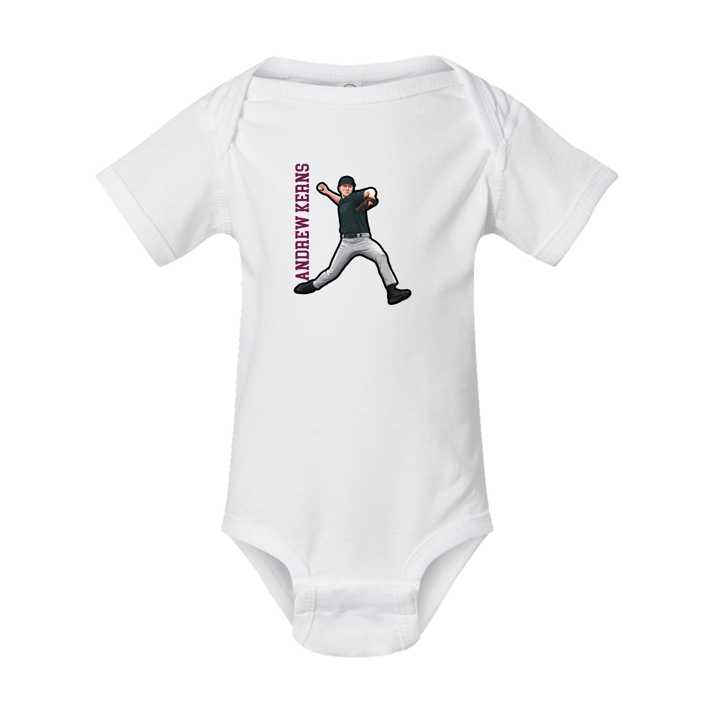 Baby Onesie — Name Vertical in White