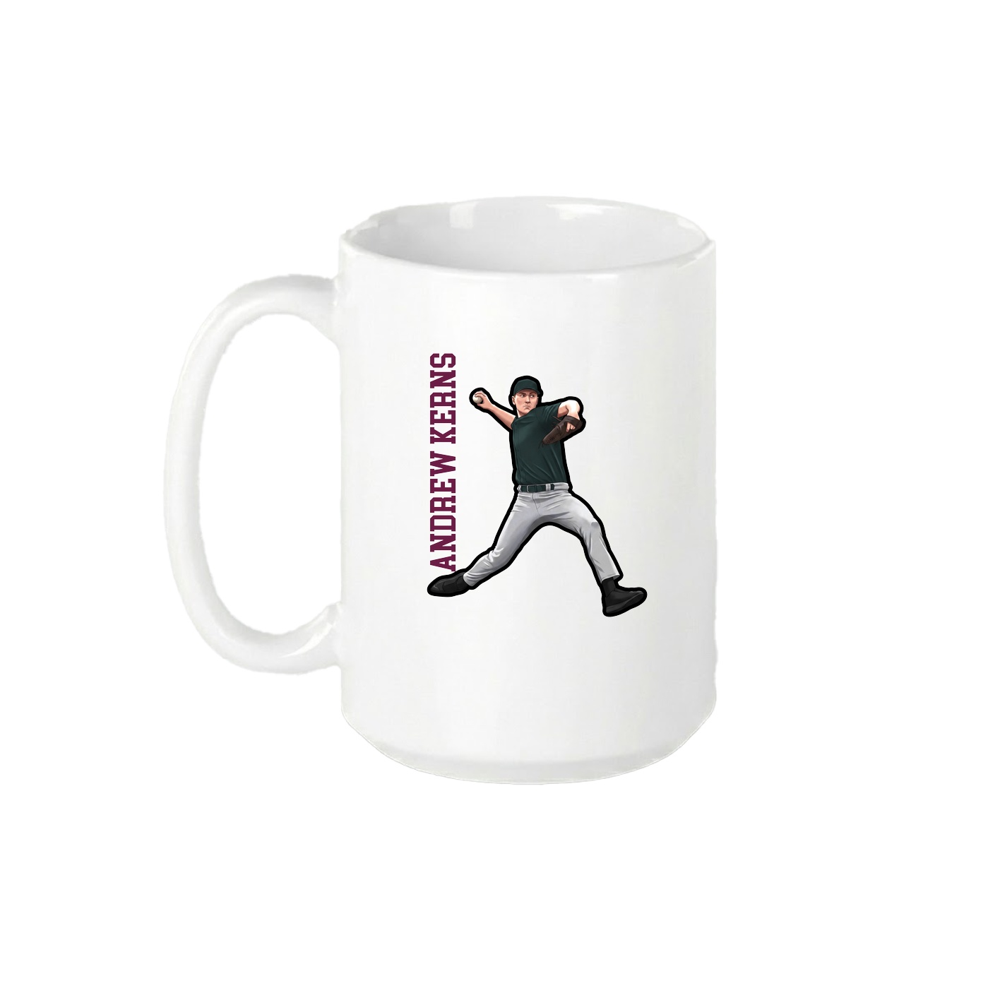 15oz Coffee Mug — Name Vertical in White
