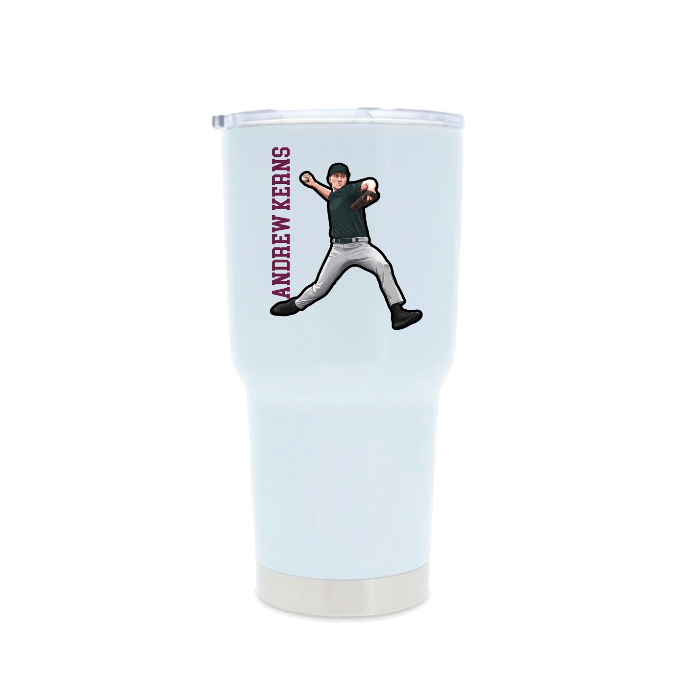 30oz Stainless Steel Tumbler — Name Vertical in White
