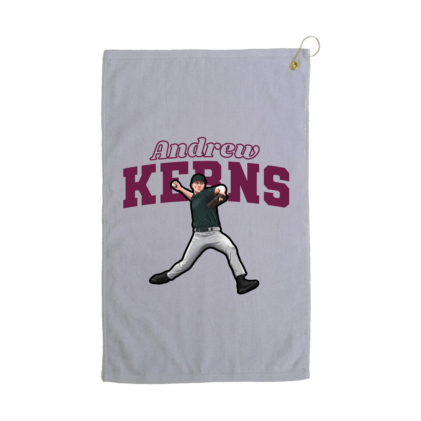 Golf Towel — Name Arch in Grey