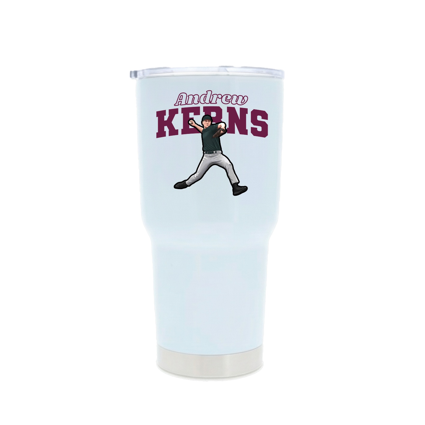 30oz Stainless Steel Tumbler — Name Arch in White
