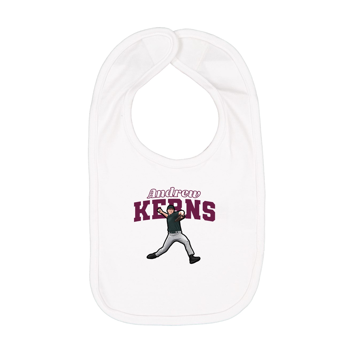 Infant Bib — Name Arch in White