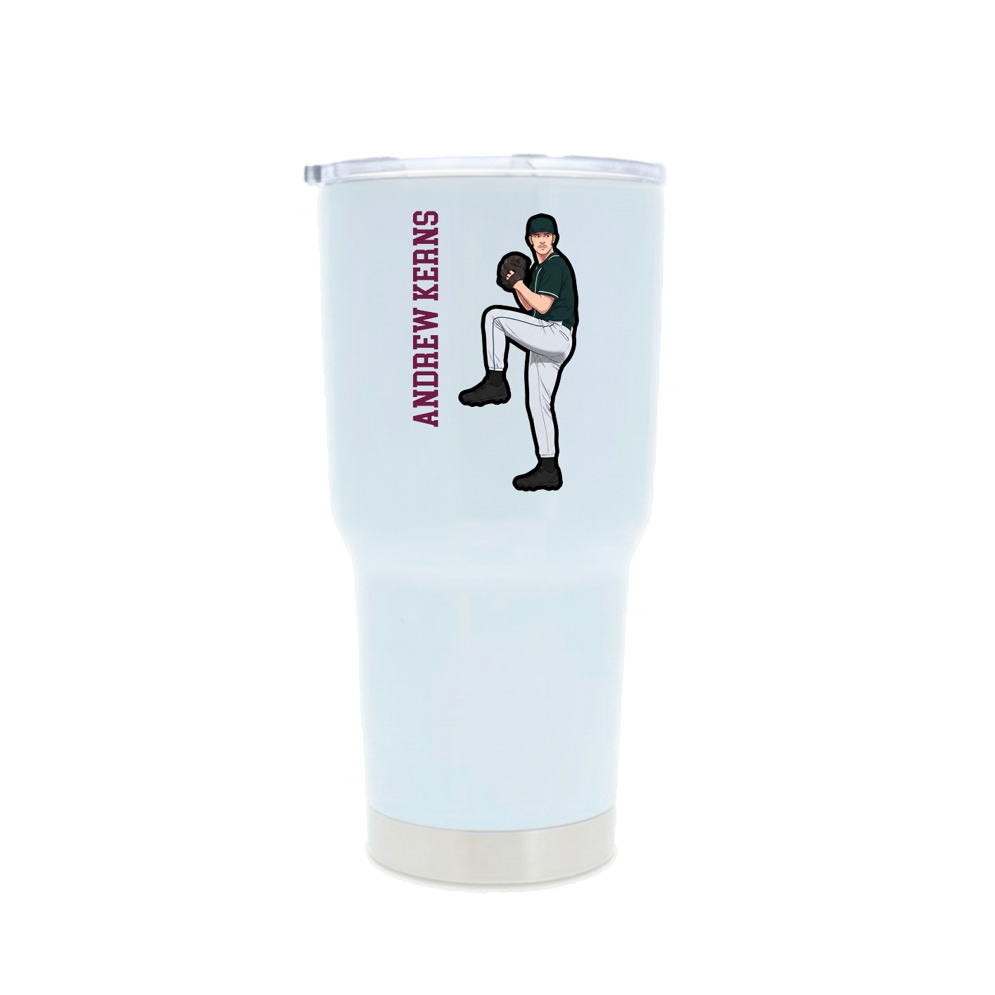 30oz Stainless Steel Tumbler — Name Vertical in White