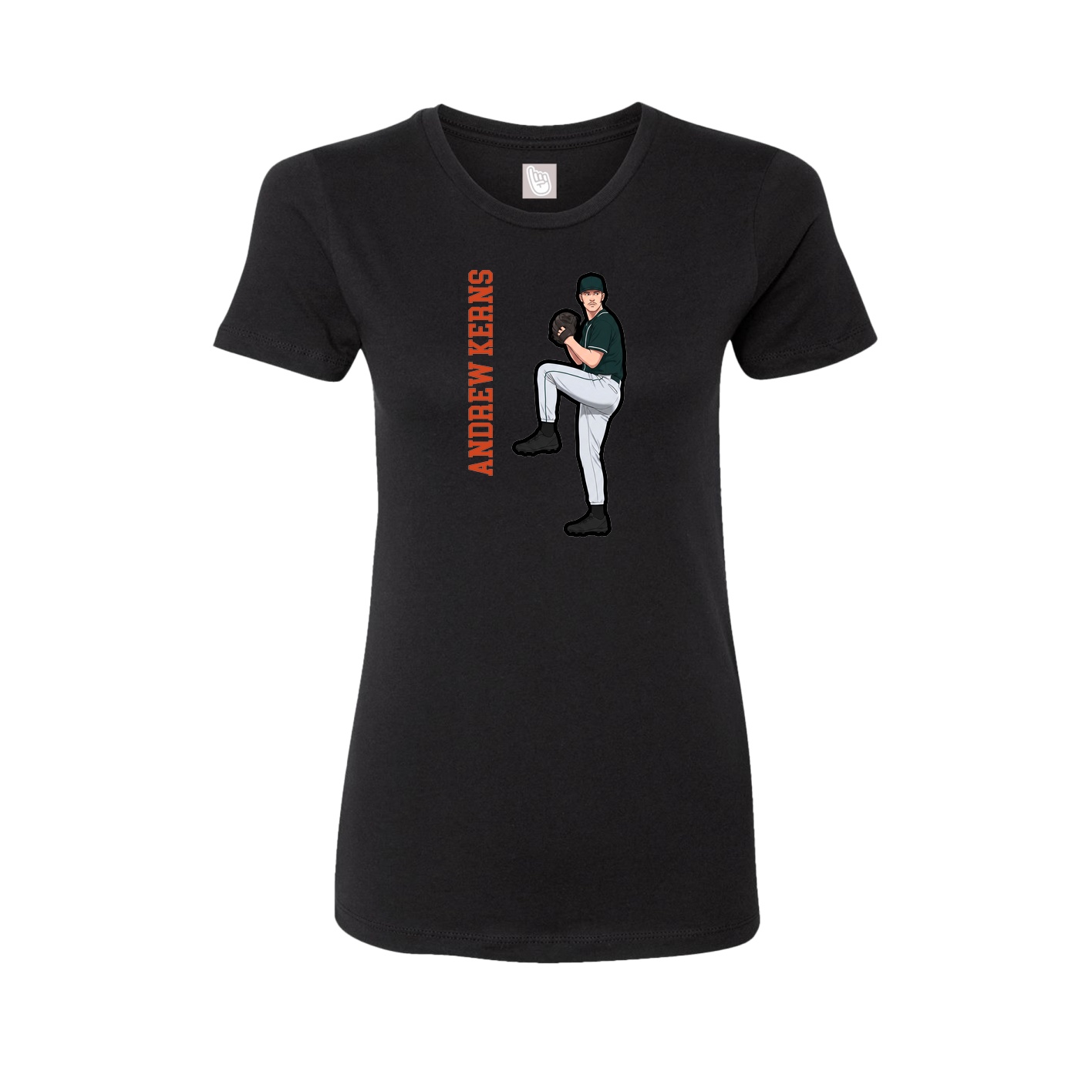 Womens Tee — Name Vertical in Black