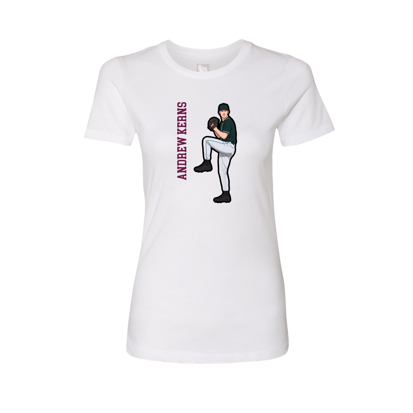 Fitted Women's Tee — Name Vertical in White