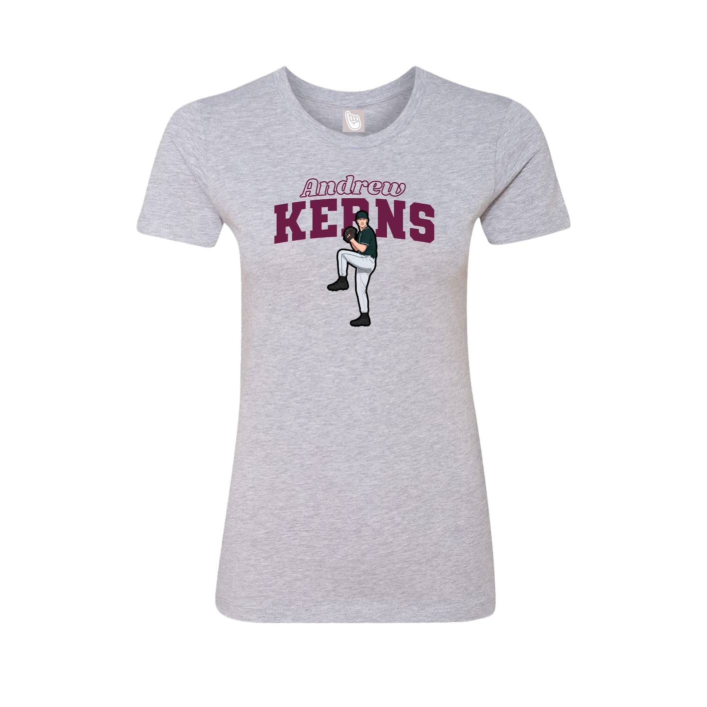 Fitted Women's Tee — Name Arch in Grey