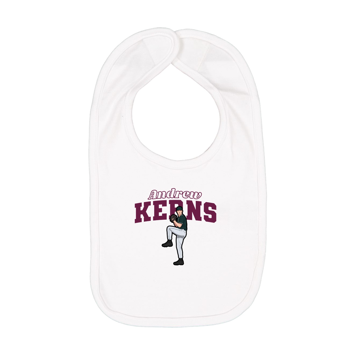 Infant Bib — Name Arch in White