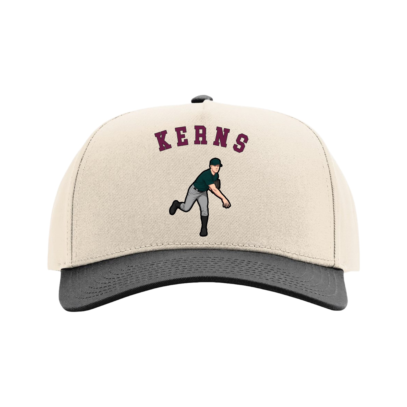 Full Fabric Five-Panel Champ Cap — Shirsey Arch in Cream/Black