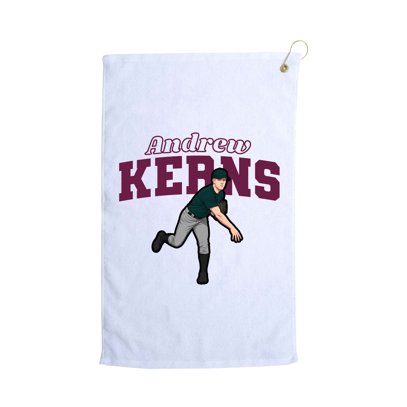 Golf Towel — Name Arch in White