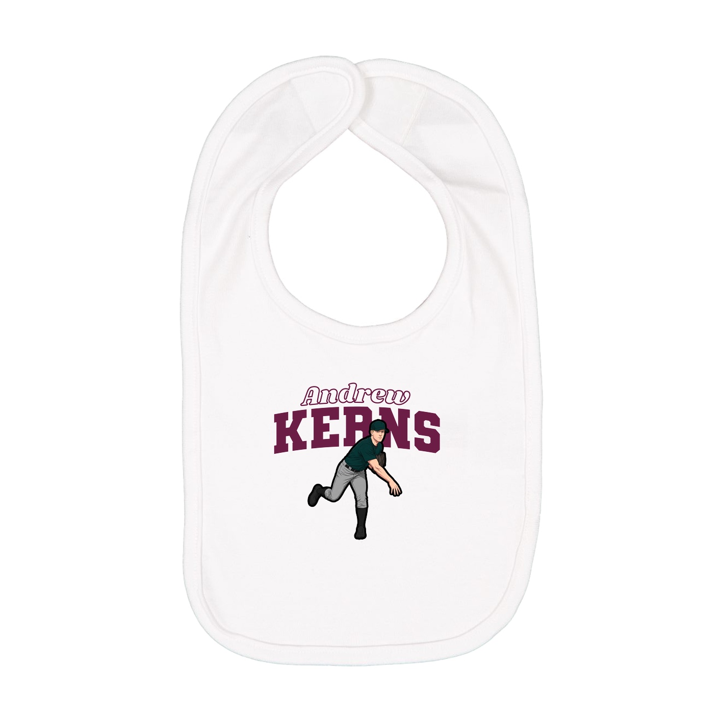 Infant Bib — Name Arch in White