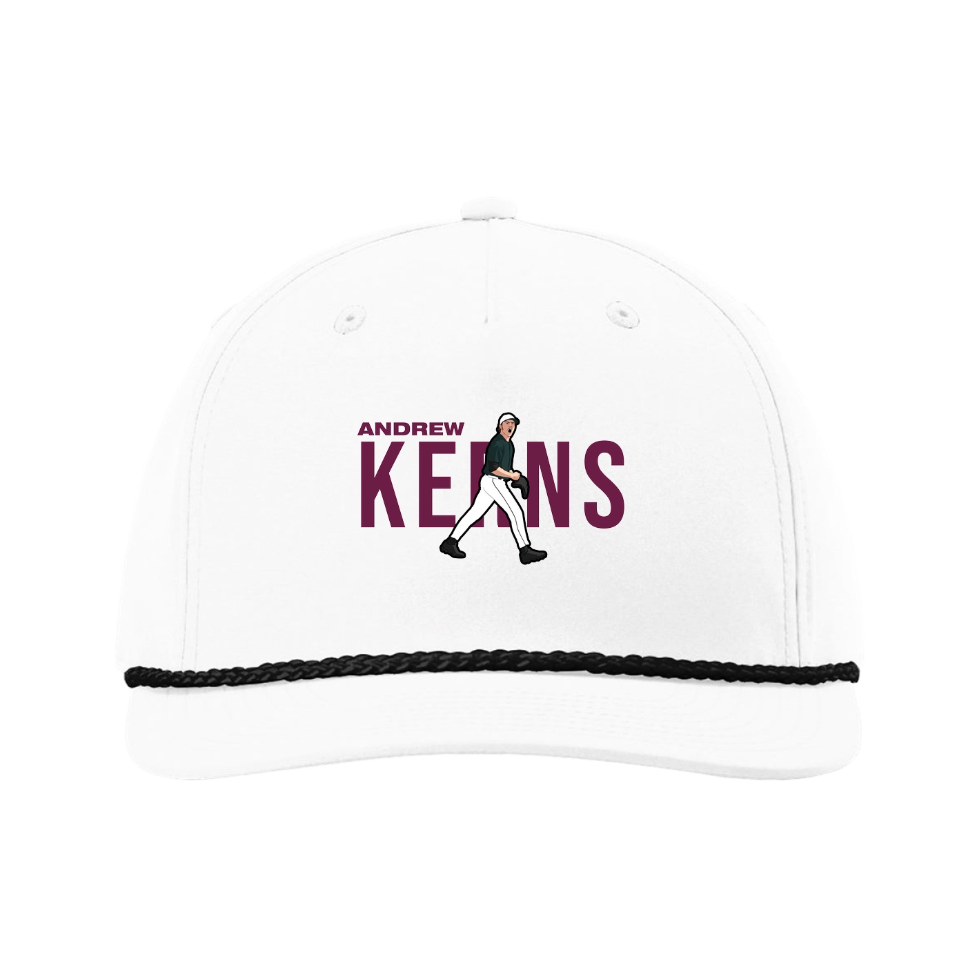 Five-Panel Classic Rope Cap — Player Name in White