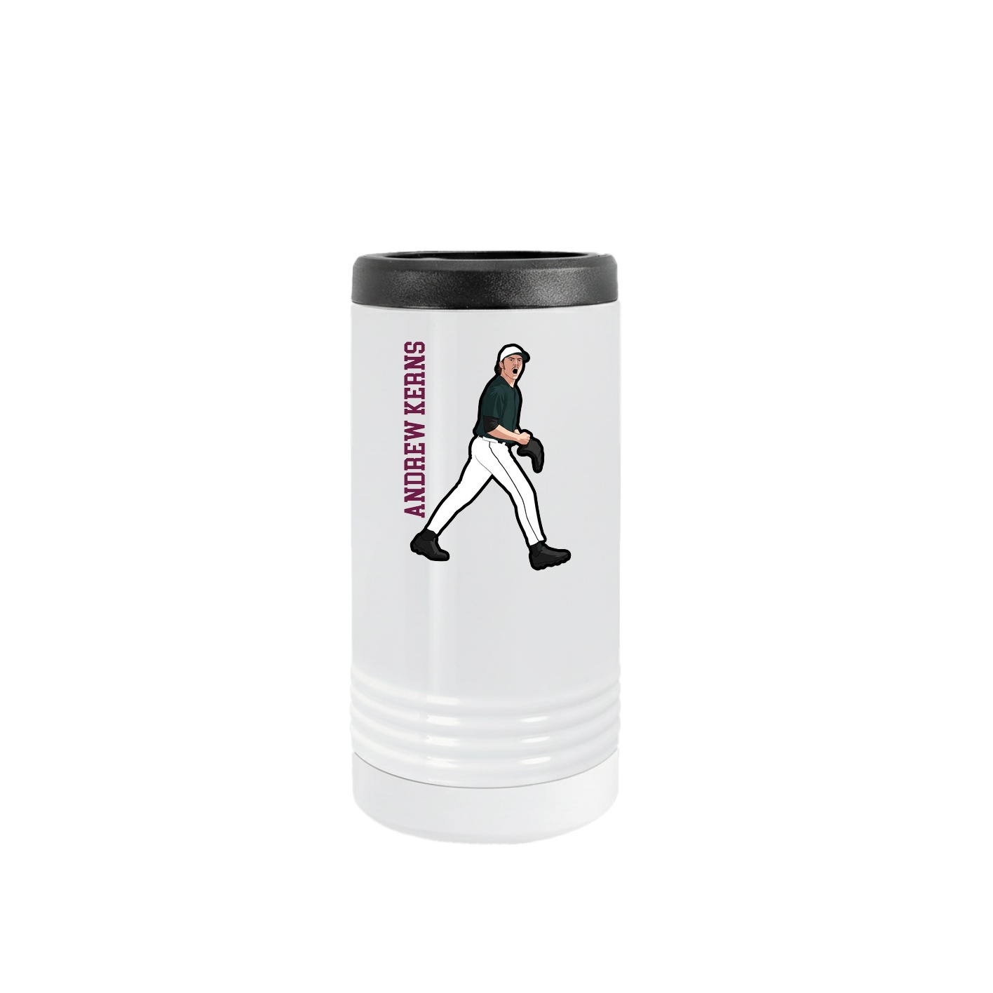 Slim Beverage Holder — Name Vertical in White