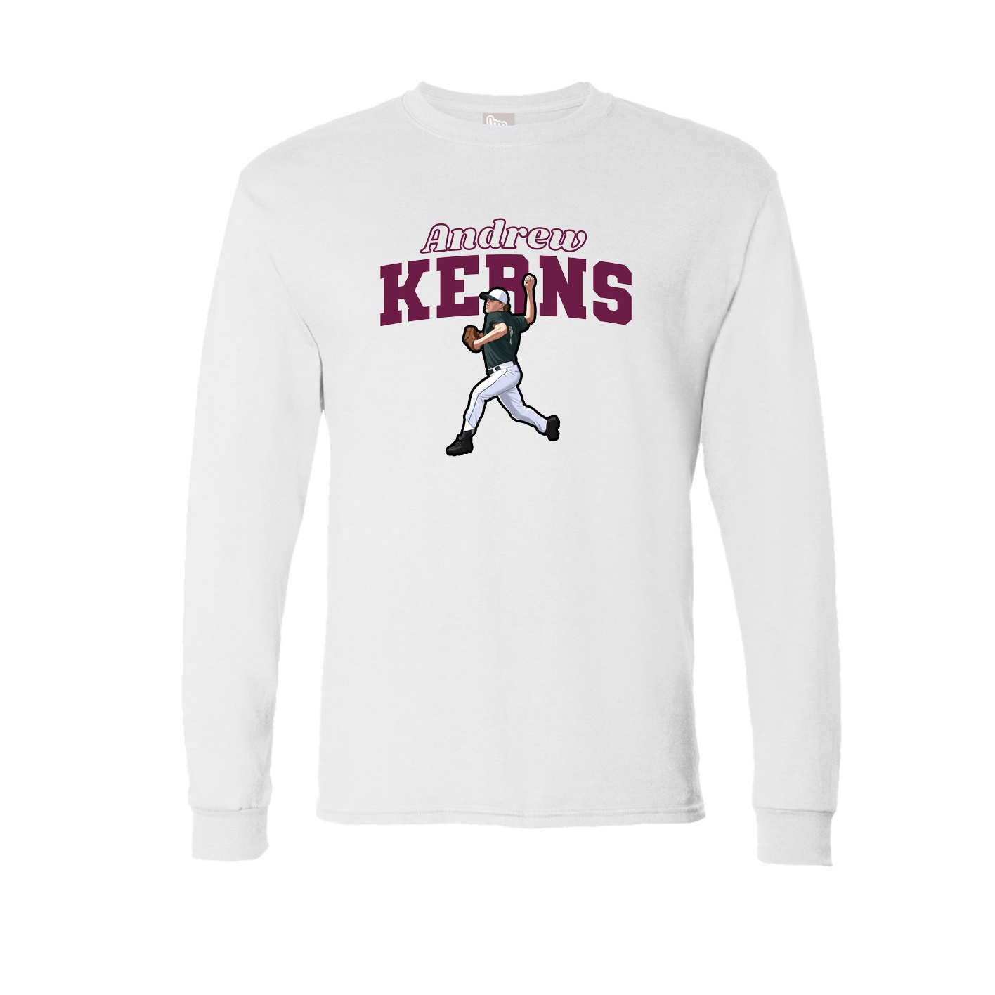 Long Sleeve Tee — Name Arch in White