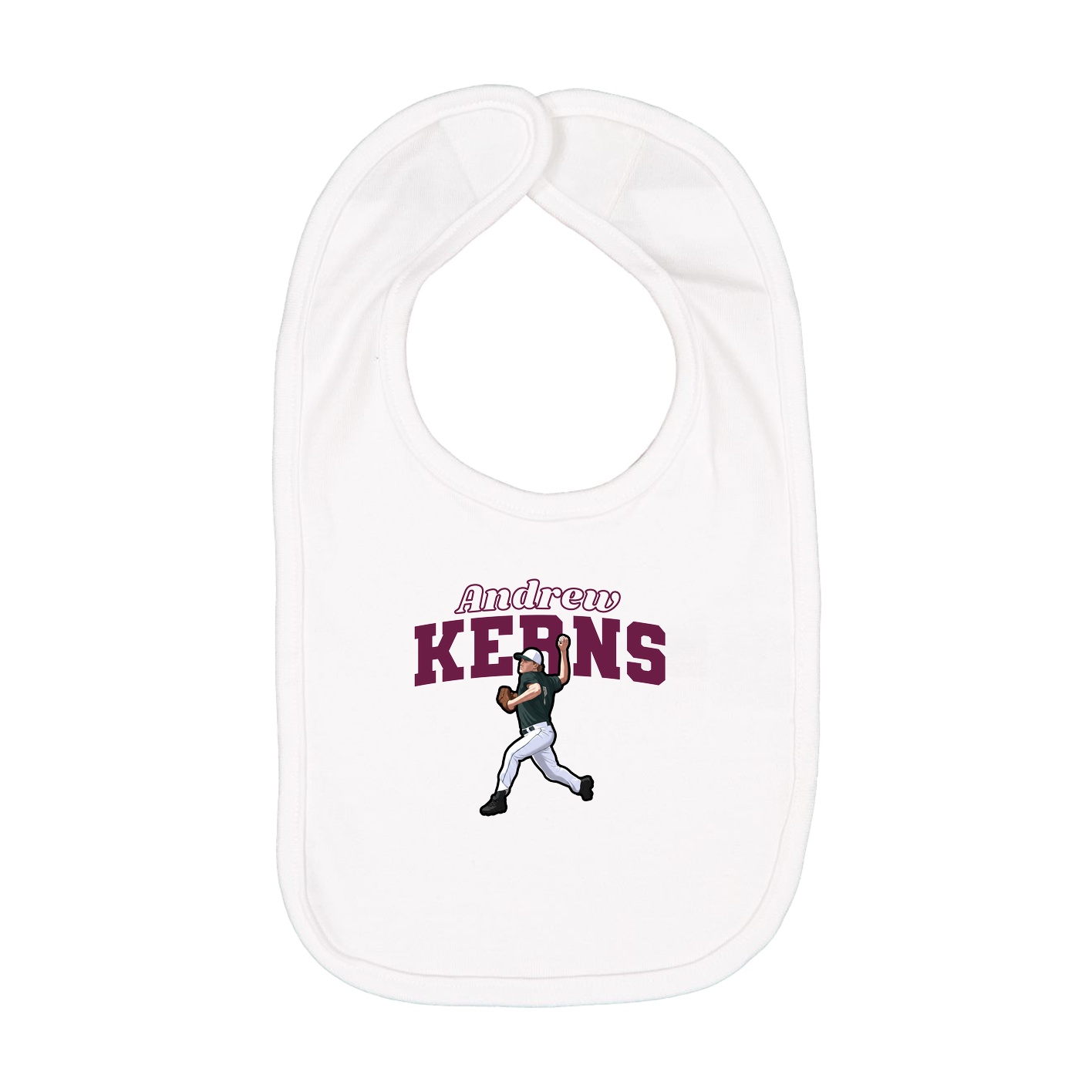 Infant Bib — Name Arch in White