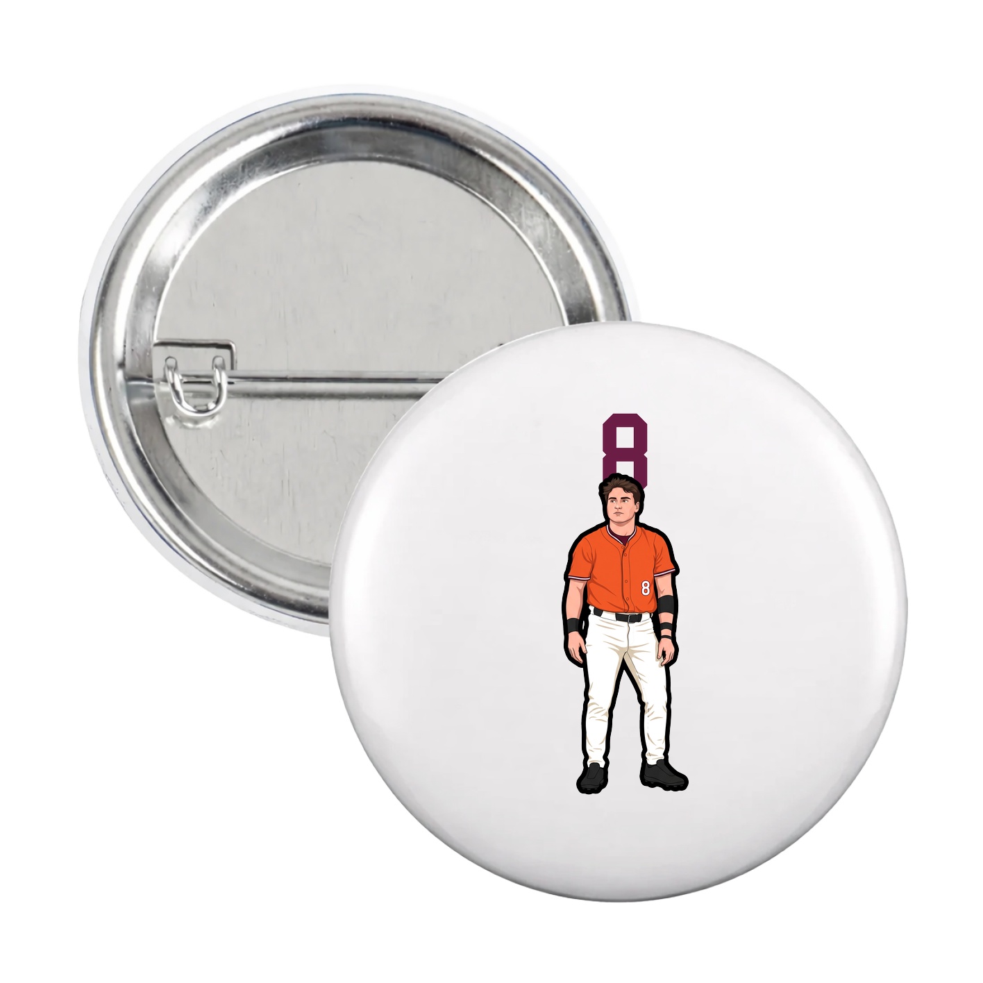 Game Day Button — Number Top in White