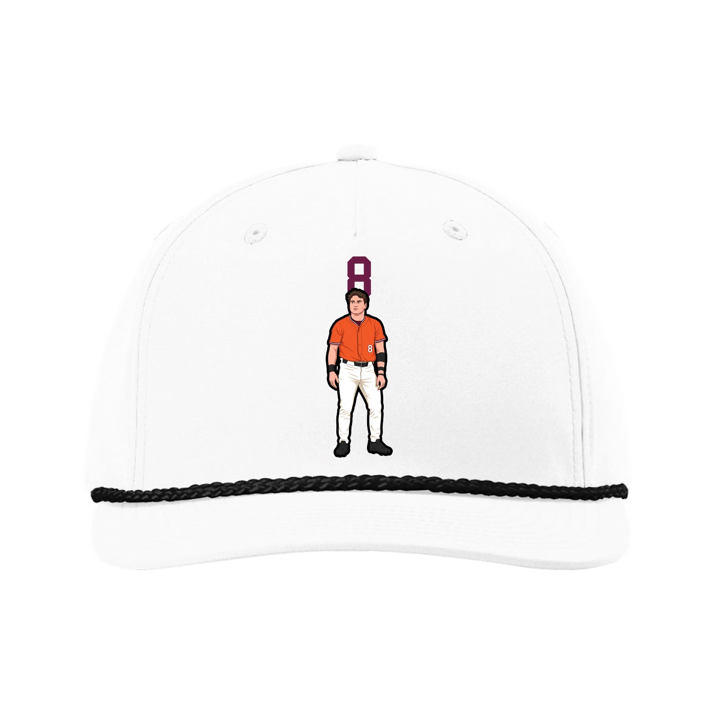 Five-Panel Classic Rope Cap — Number Top in White
