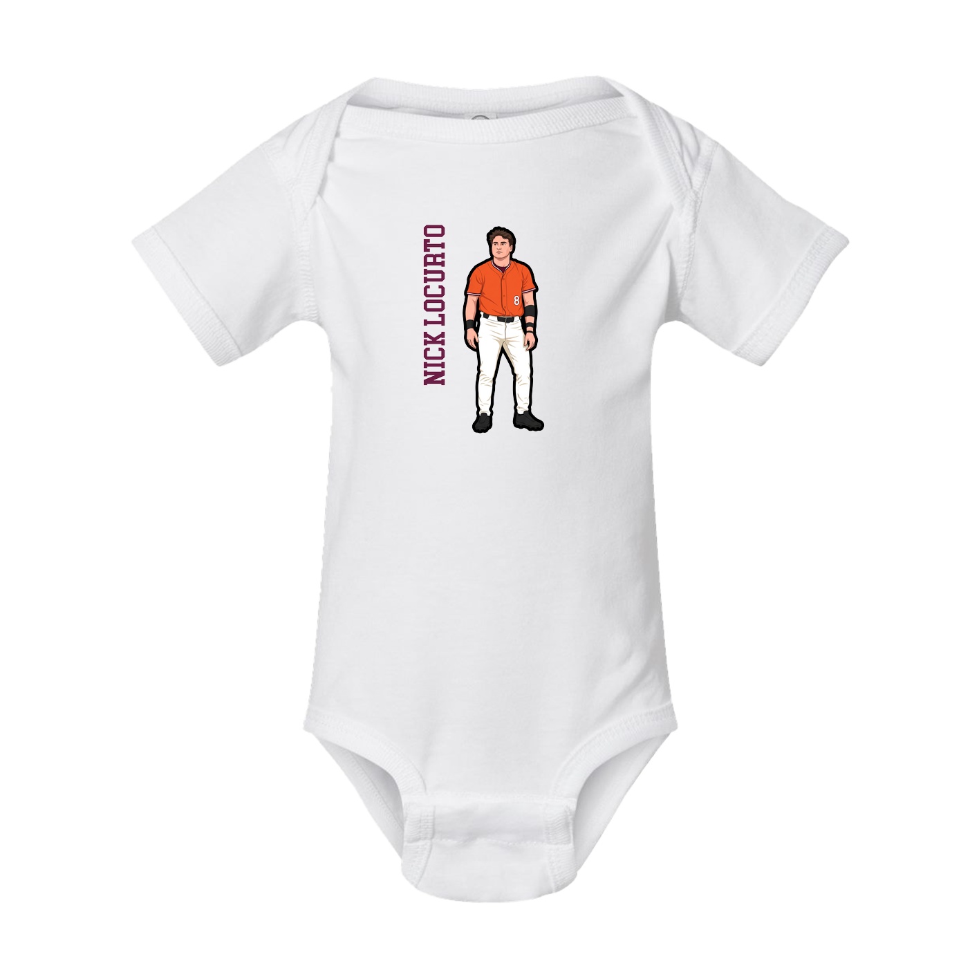 Baby Onesie — Name Vertical in White
