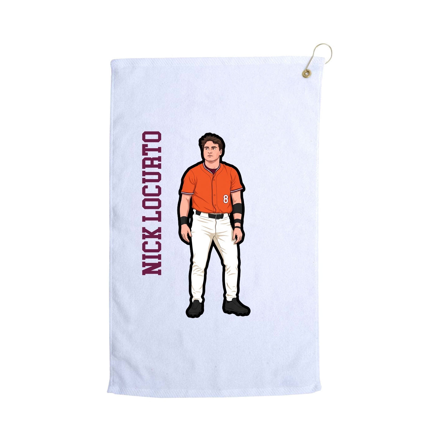 Golf Towel — Name Vertical in White