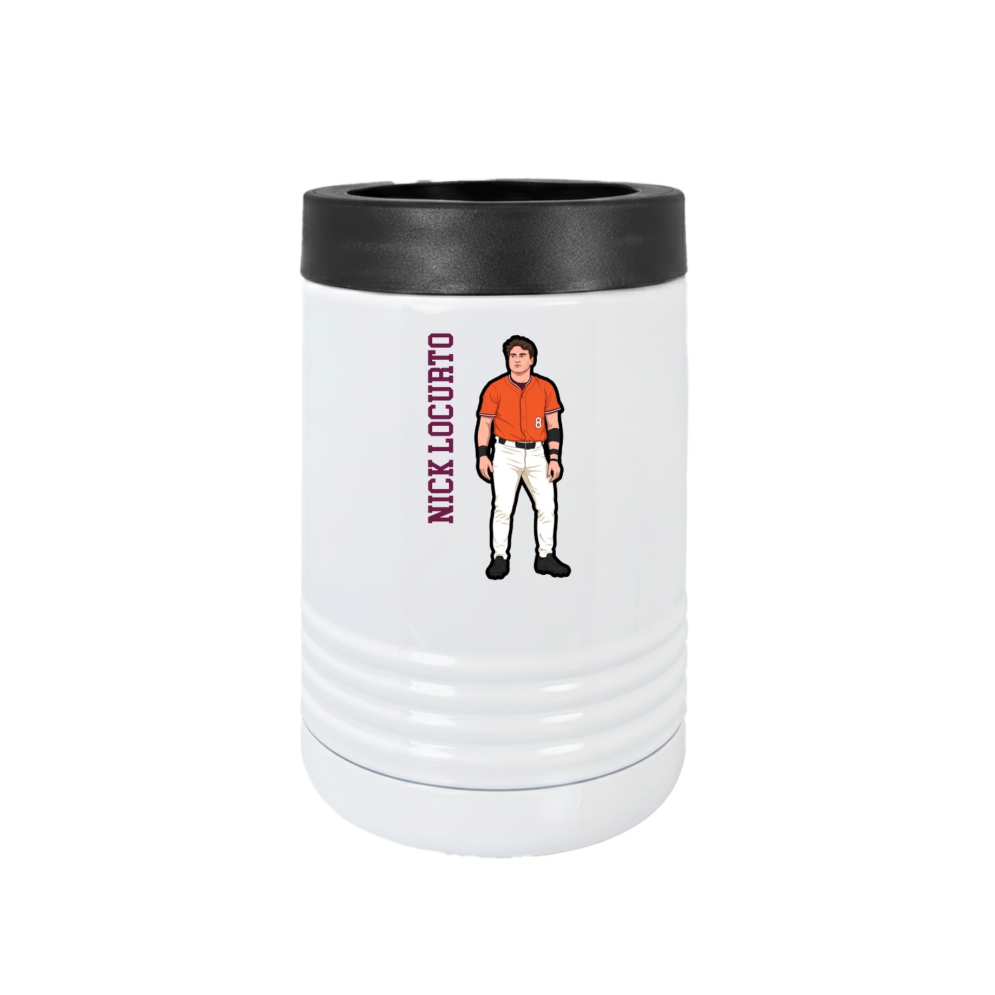 Beverage Holder — Name Vertical in White