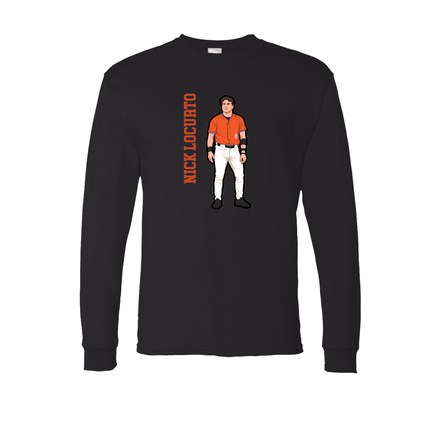 Long Sleeve Tee — Name Vertical in Black