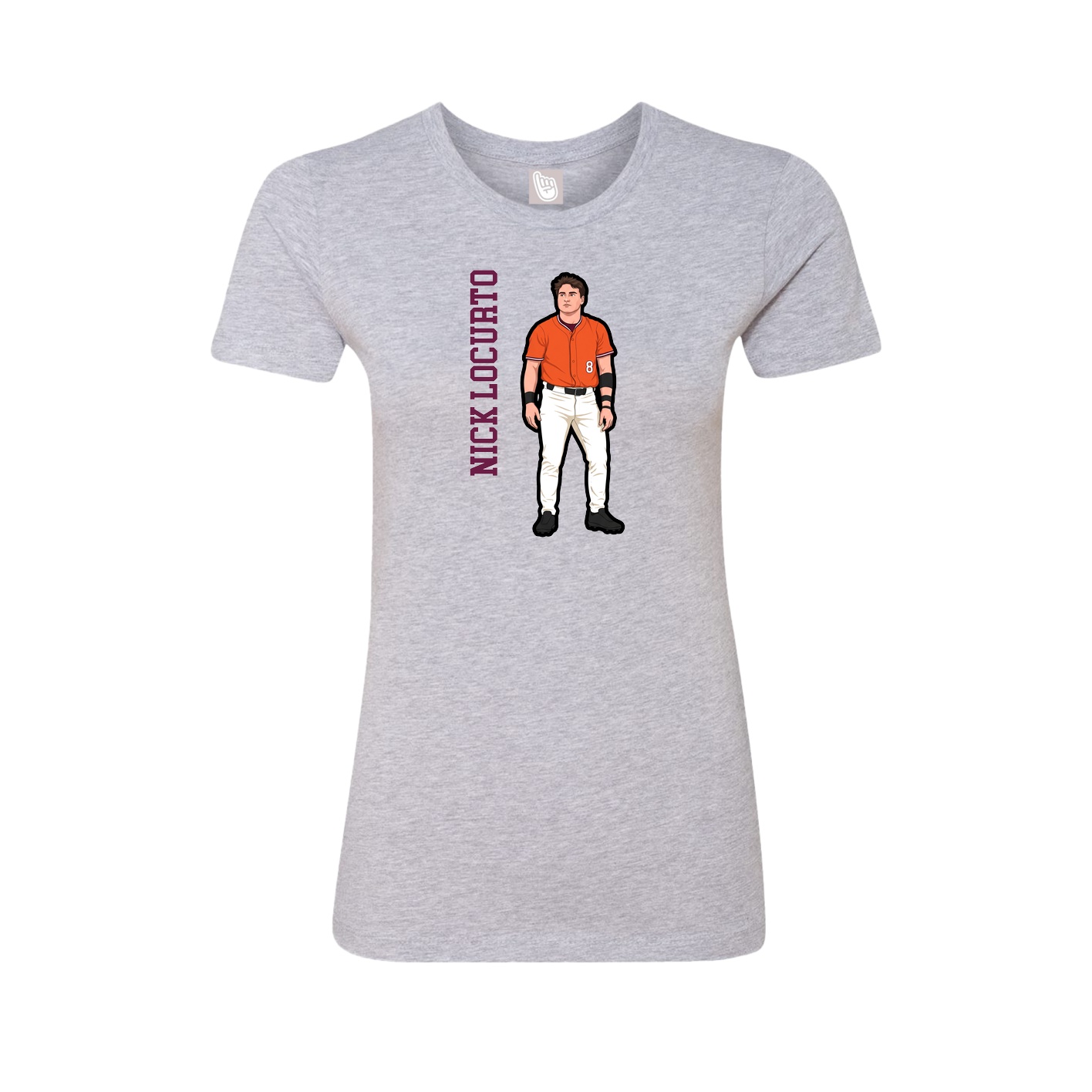 Fitted Women's Tee — Name Vertical in Grey