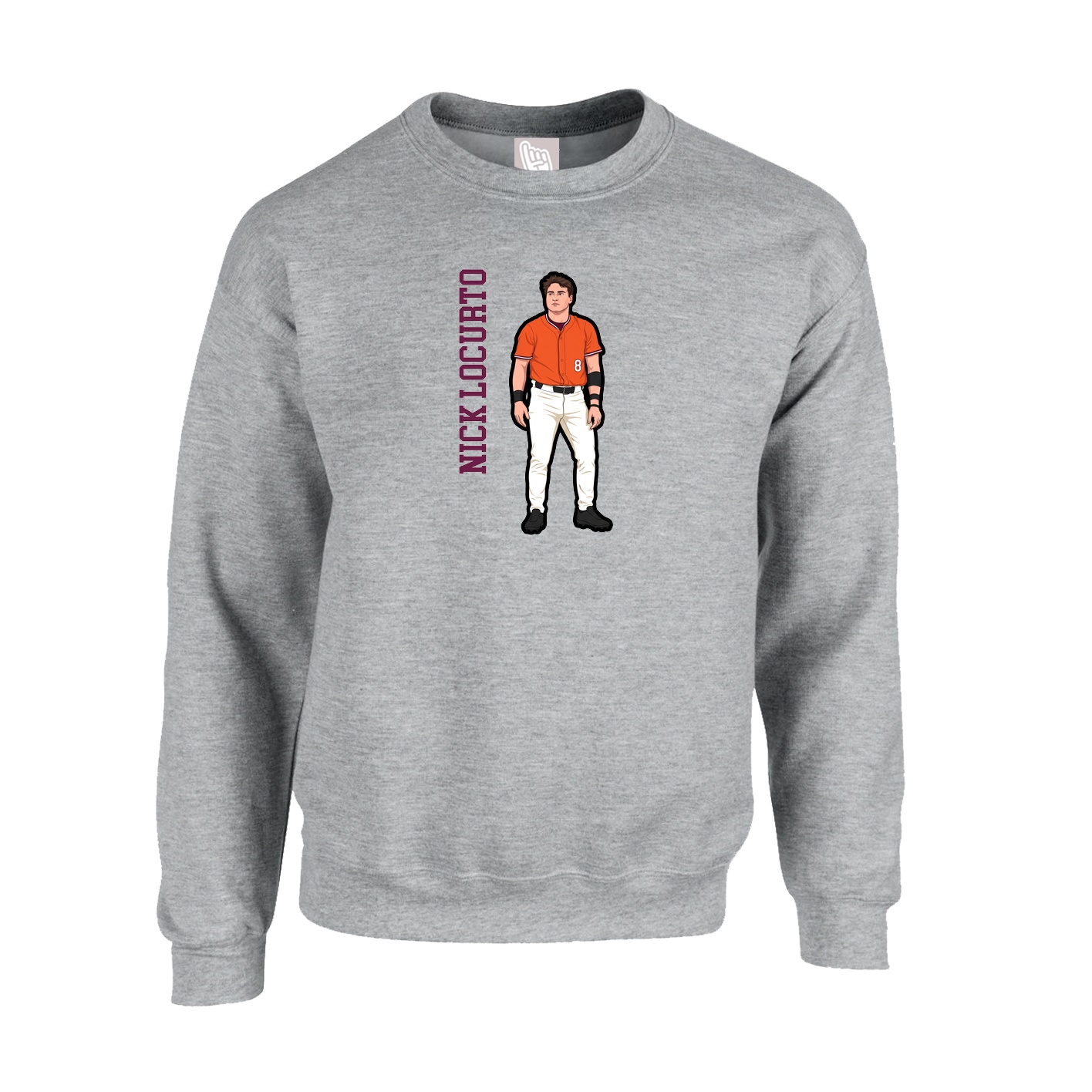 Fleece Crew — Name Vertical in Grey