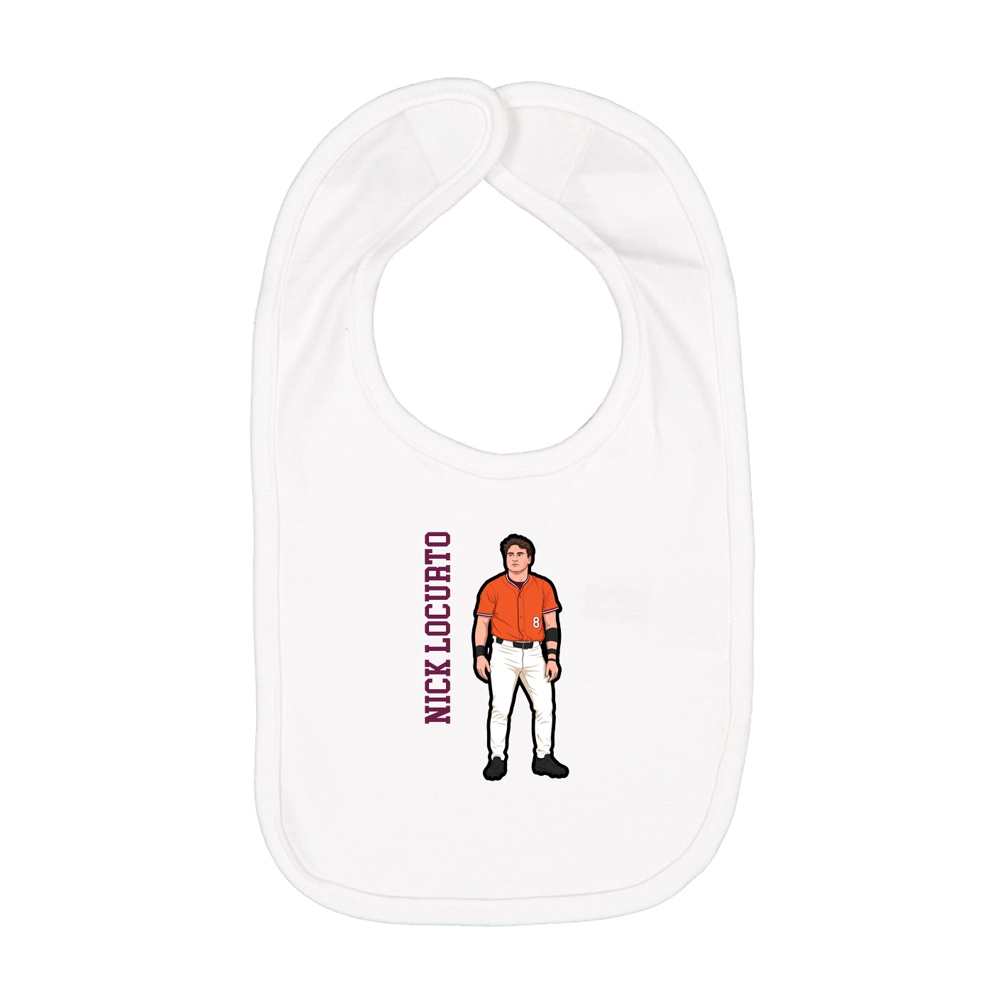 Infant Bib — Name Vertical in White