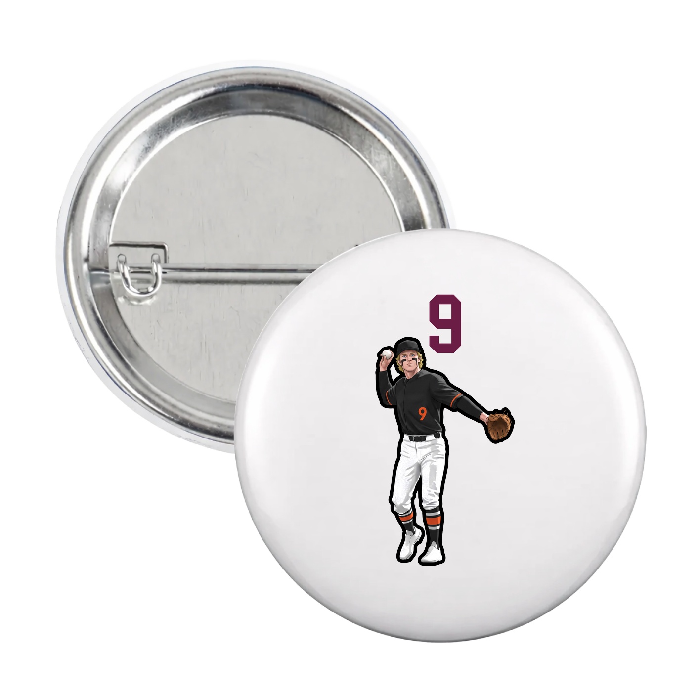 Game Day Button — Number Top in White