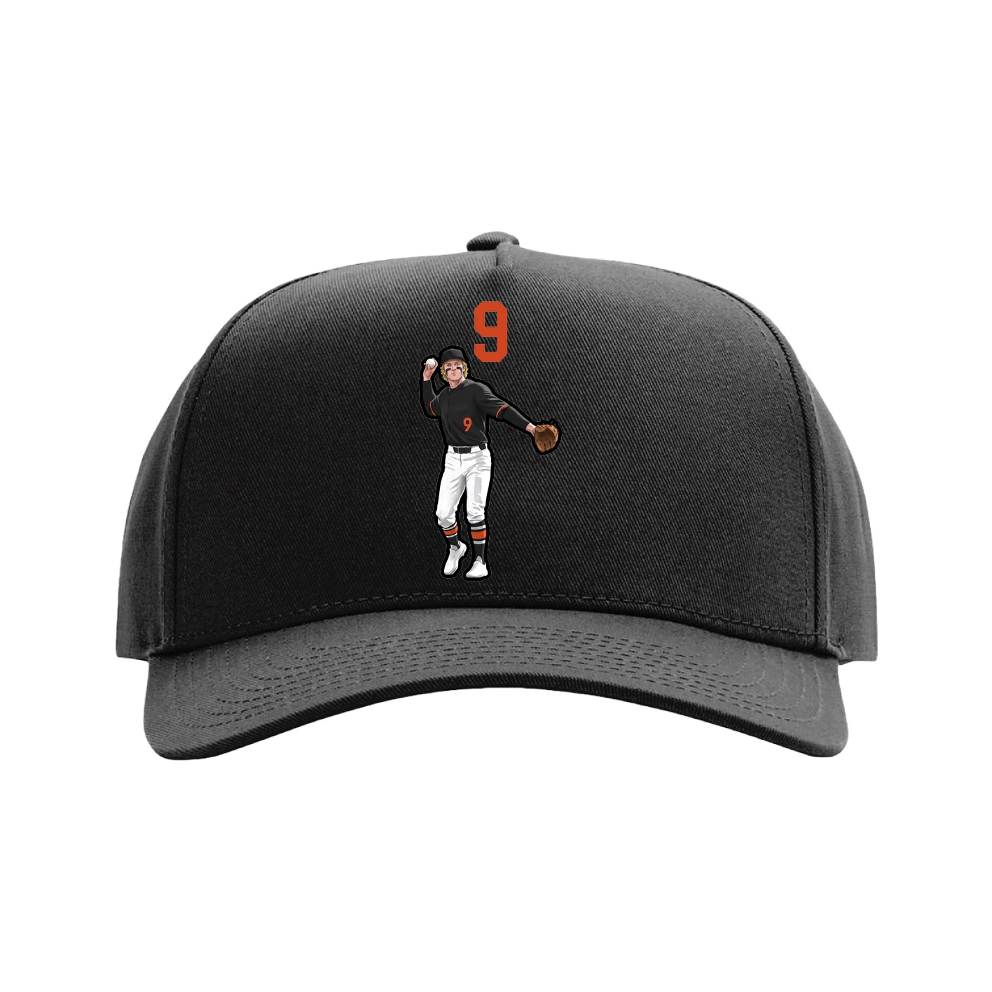 Full Fabric Five-Panel Champ Cap — Number Top in Black