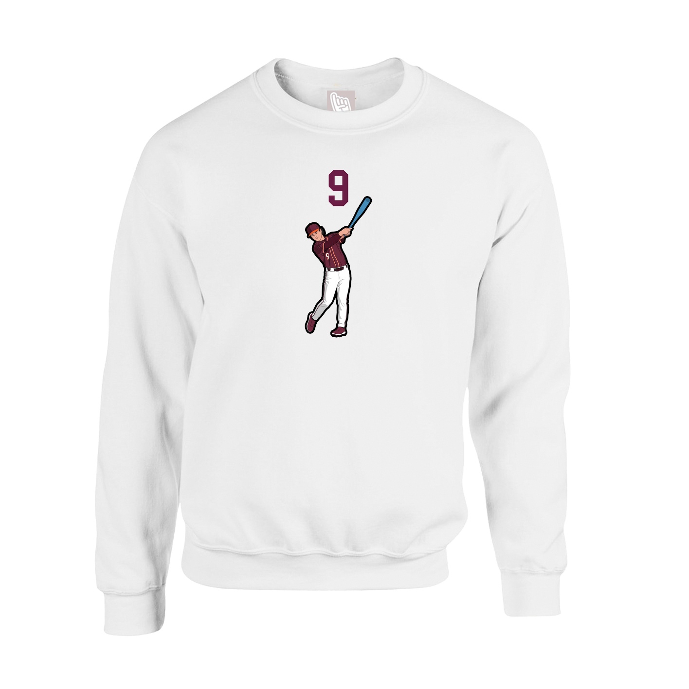 Fleece Crew — Number Top in White
