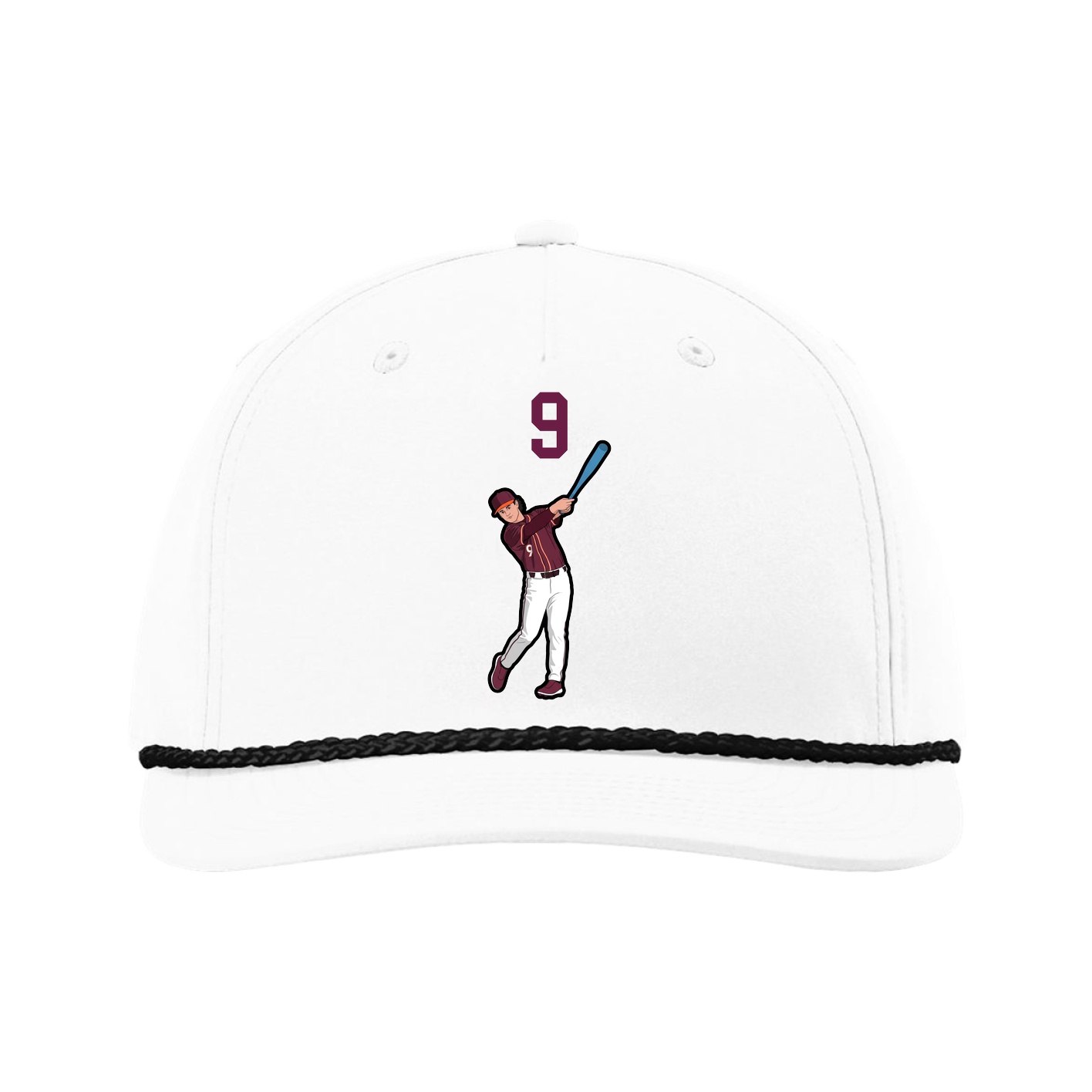 Five-Panel Classic Rope Cap — Number Top in White