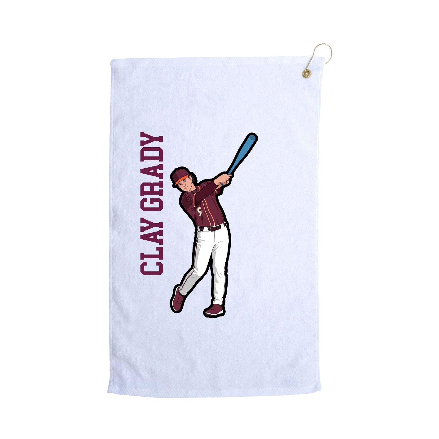 Golf Towel — Name Vertical in White