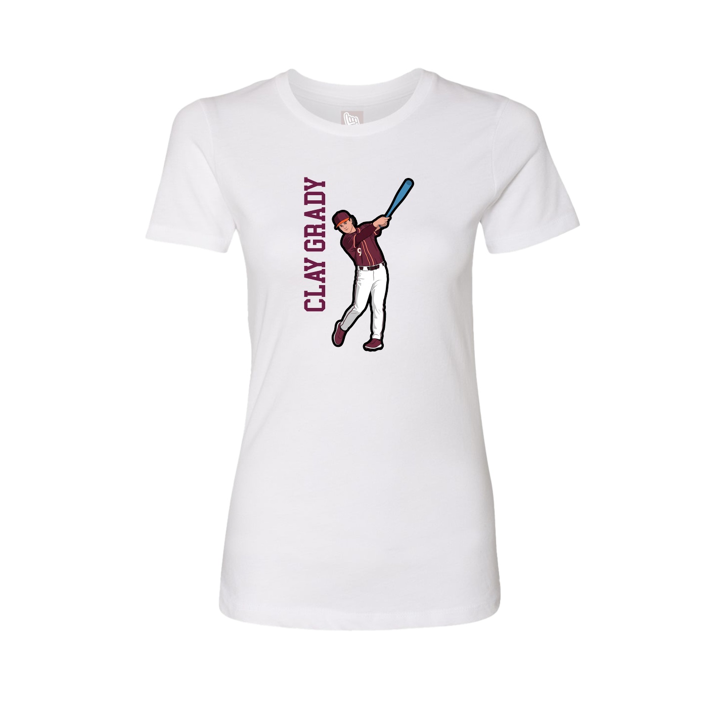 Fitted Women's Tee — Name Vertical in White