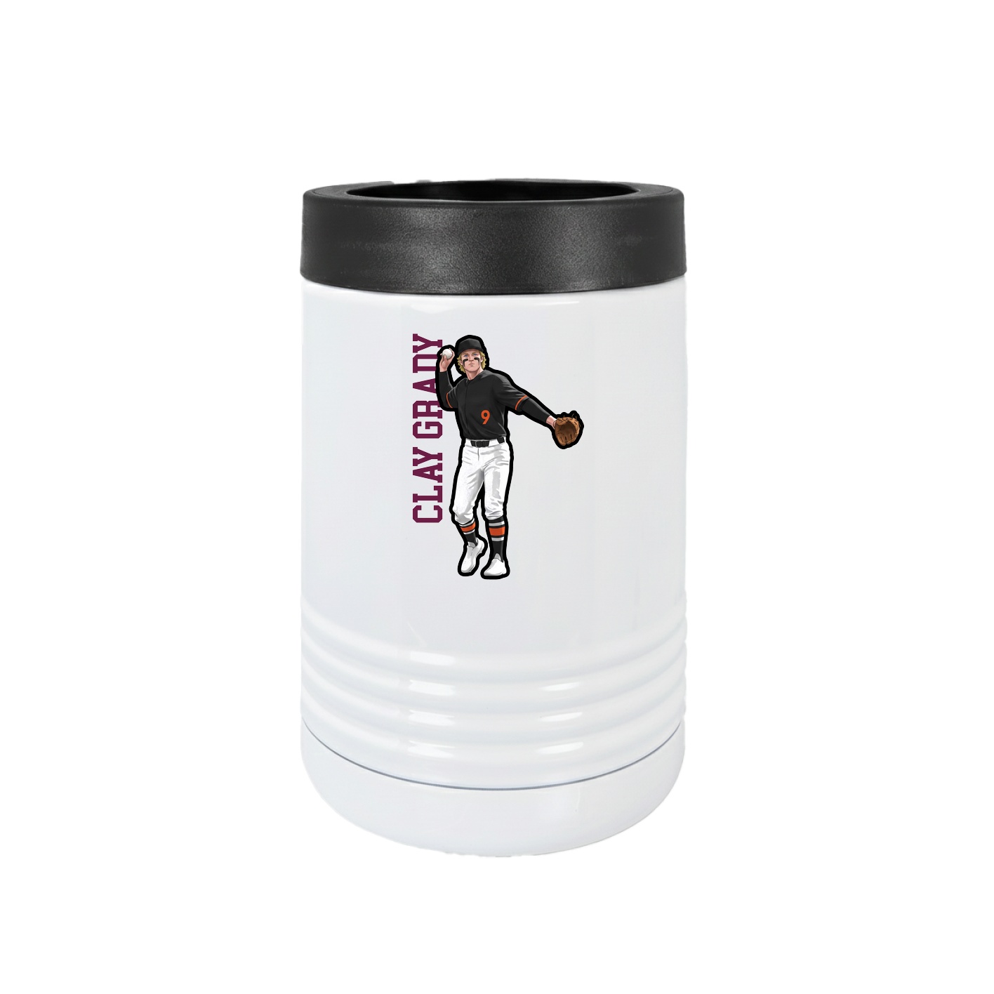 Beverage Holder — Name Vertical in White