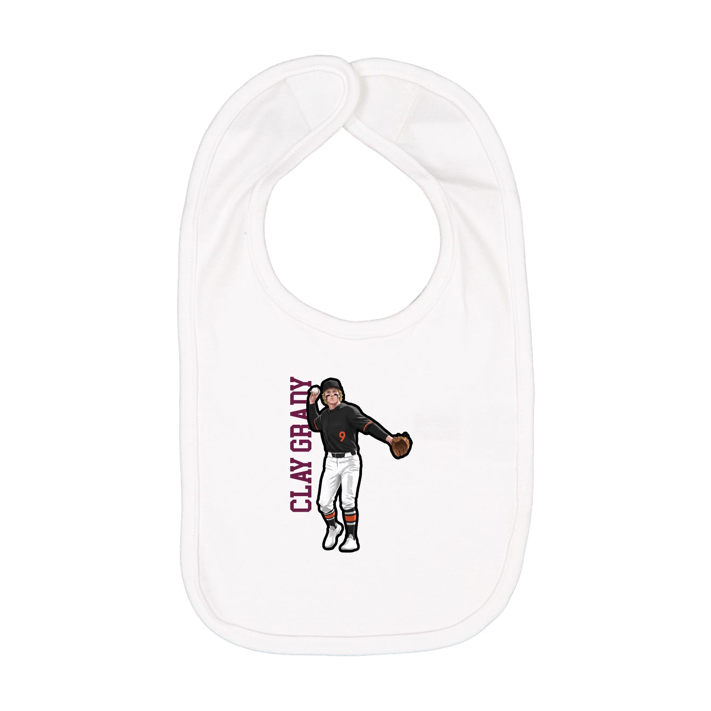 Infant Bib — Name Vertical in White