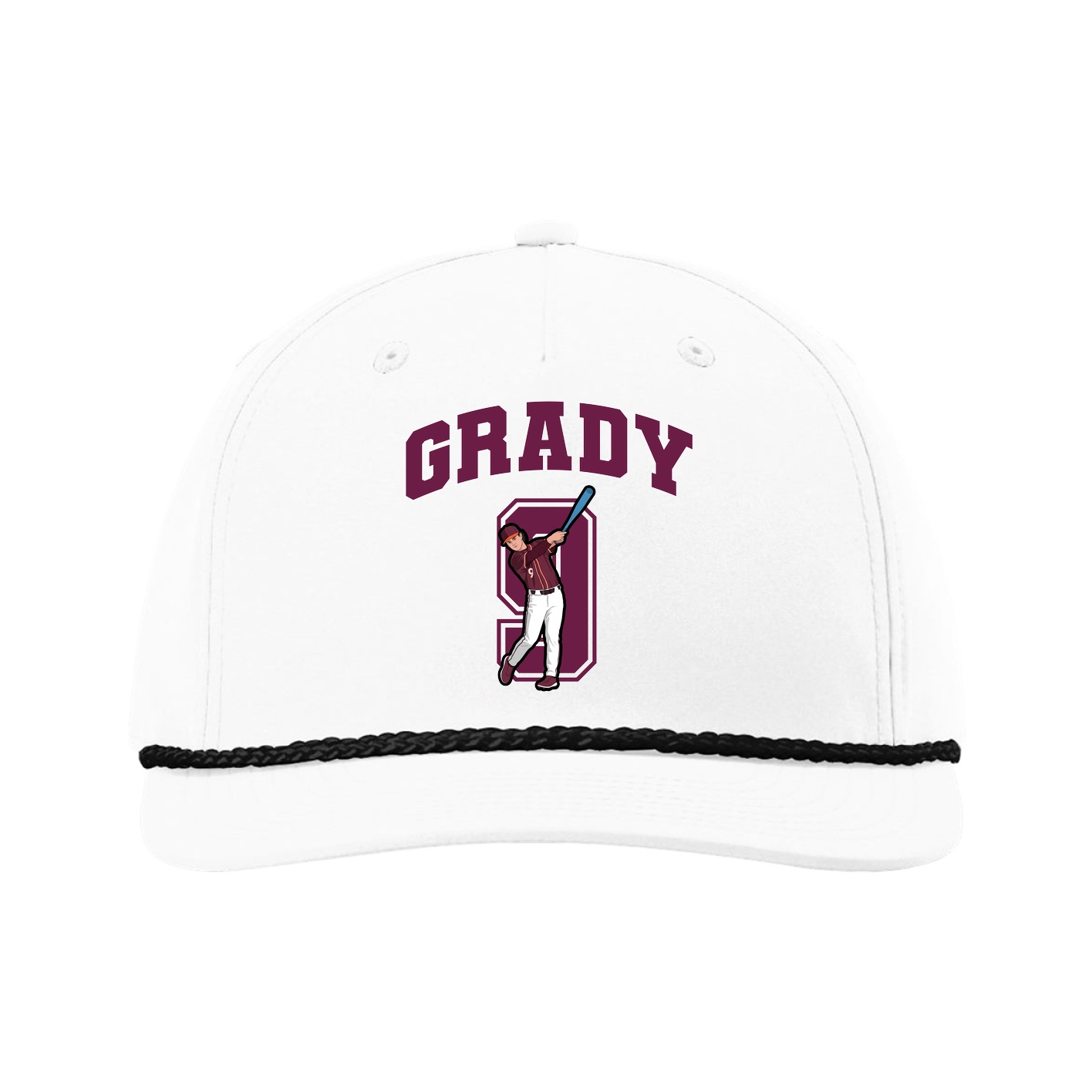 Five-Panel Classic Rope Cap — Number in White