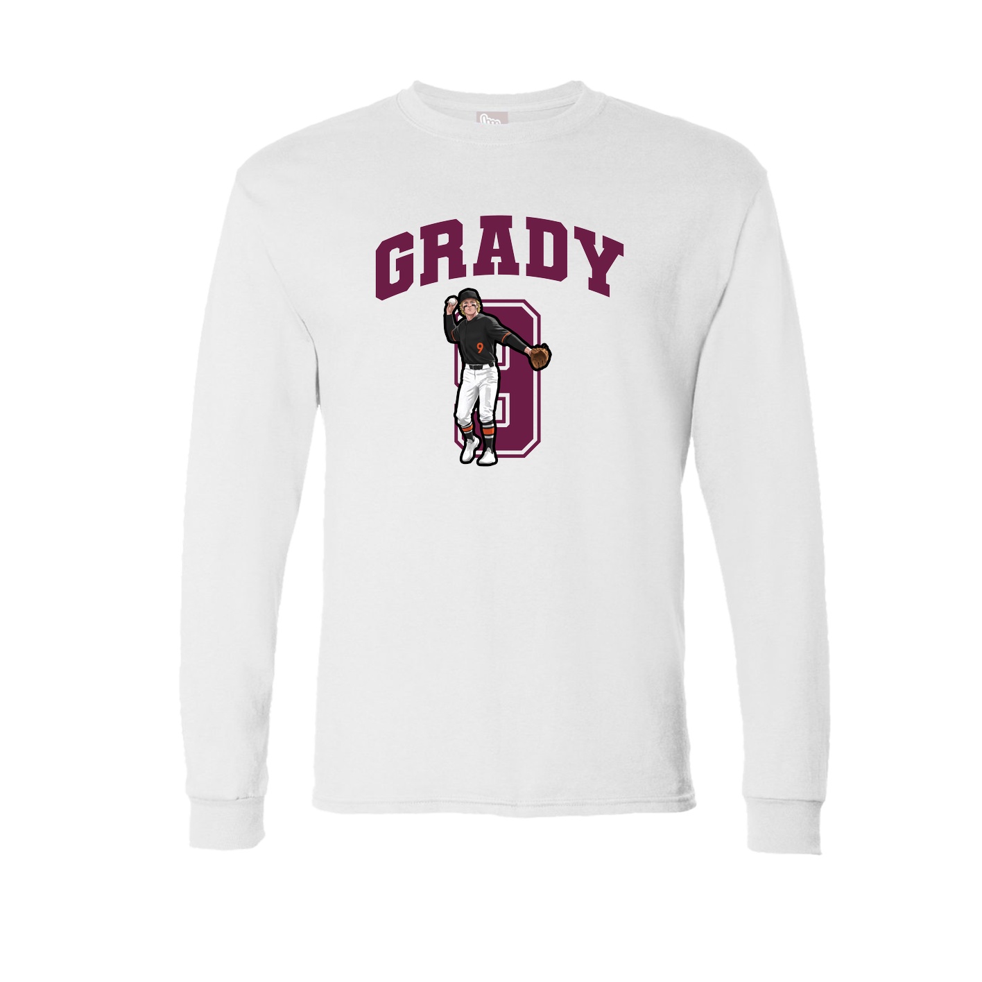 Long Sleeve Tee — Number in White