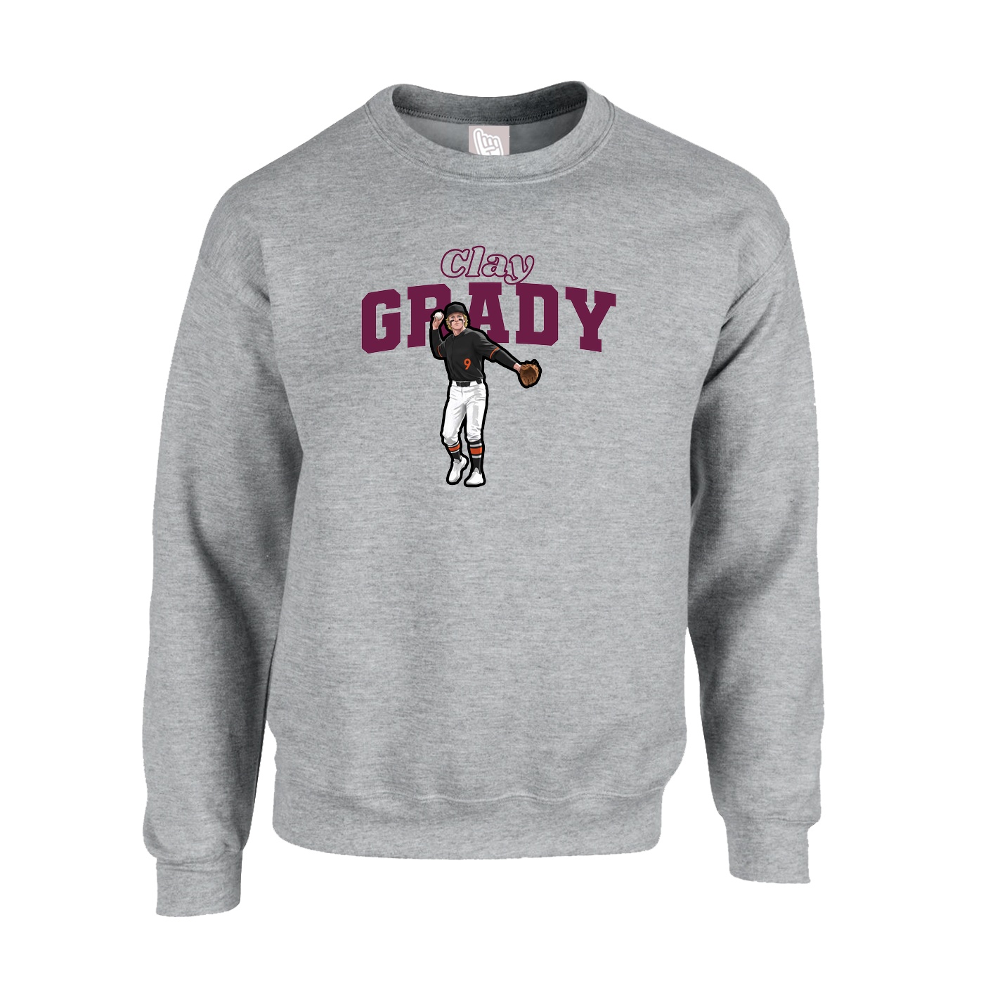 Fleece Crew — Name Arch in Grey