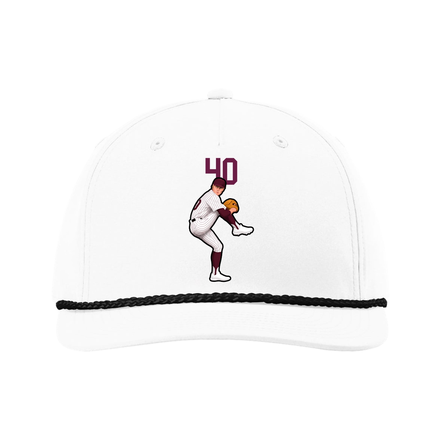 Five-Panel Classic Rope Cap — Number Top in White