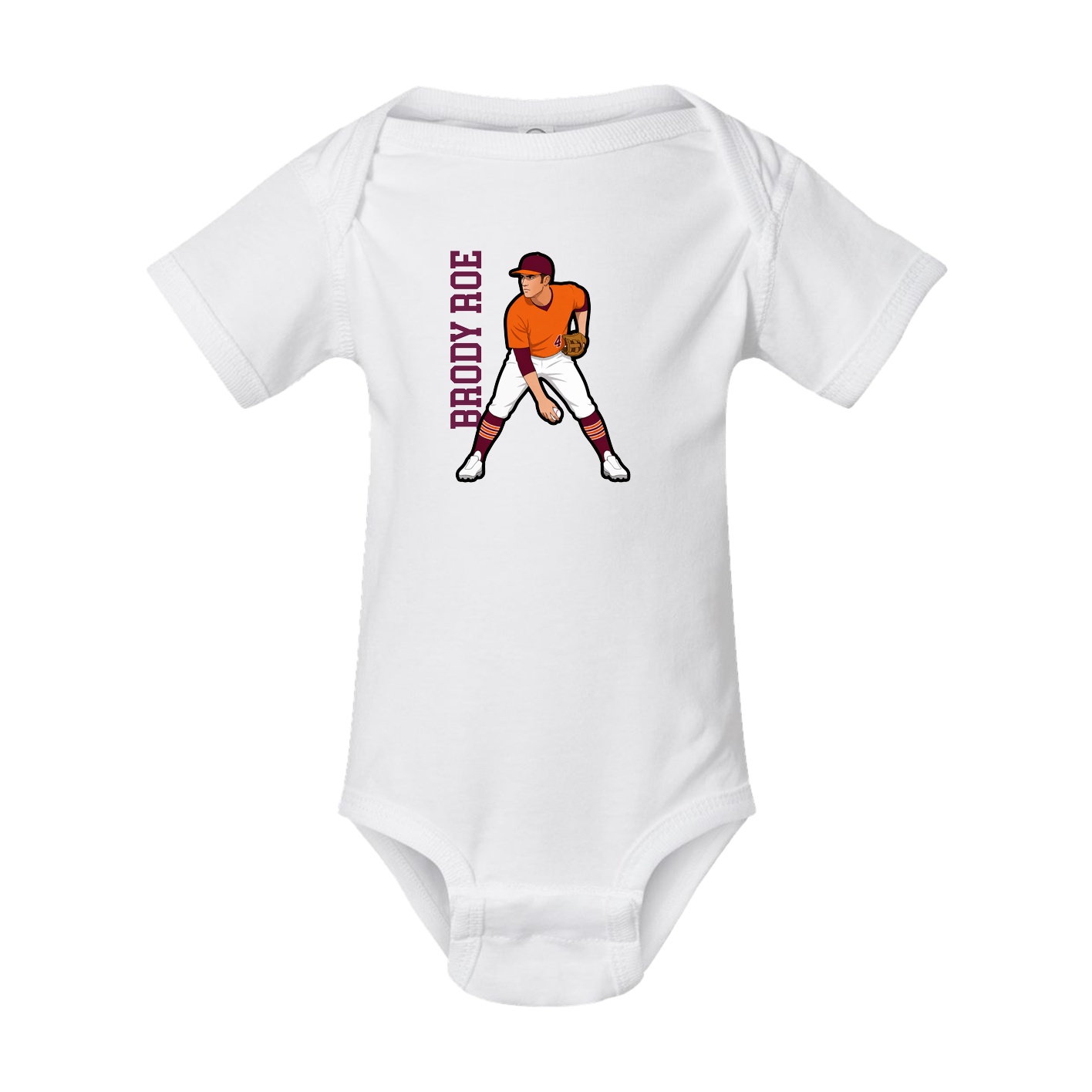 Baby Onesie — Name Vertical in White