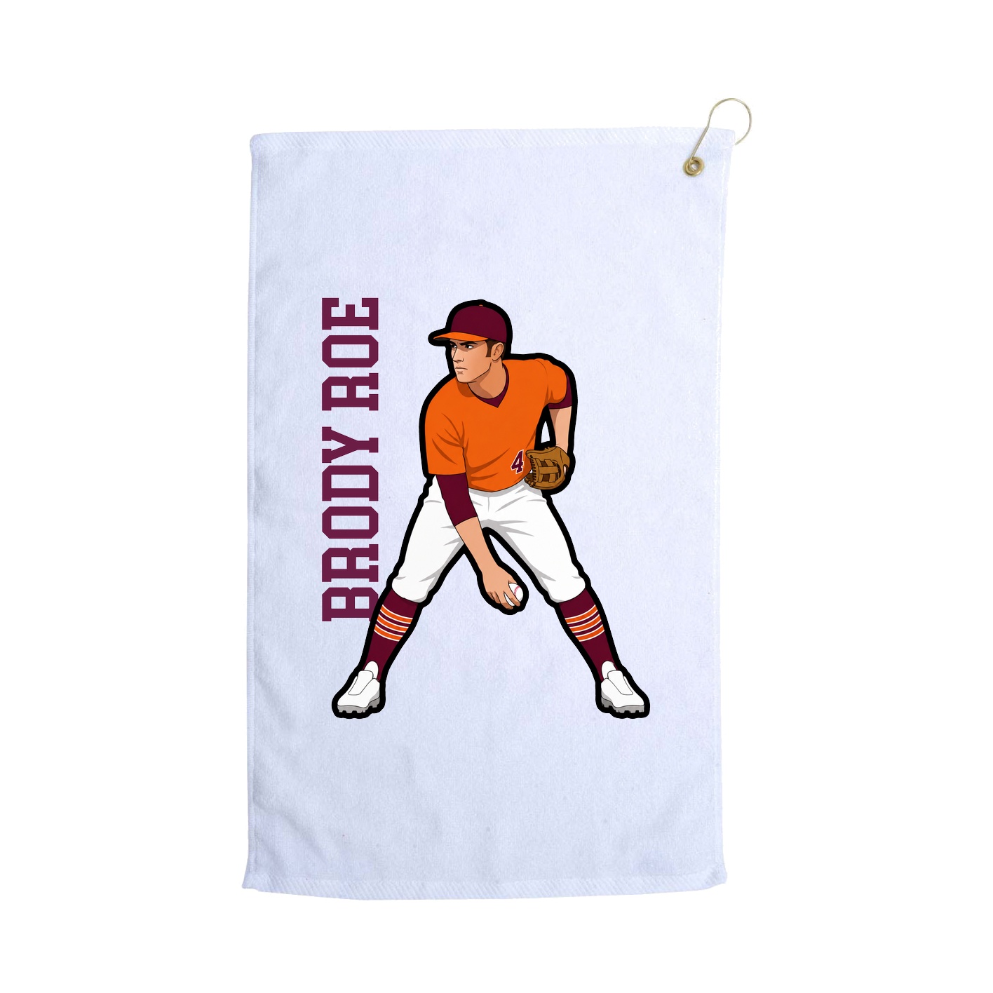 Golf Towel — Name Vertical in White